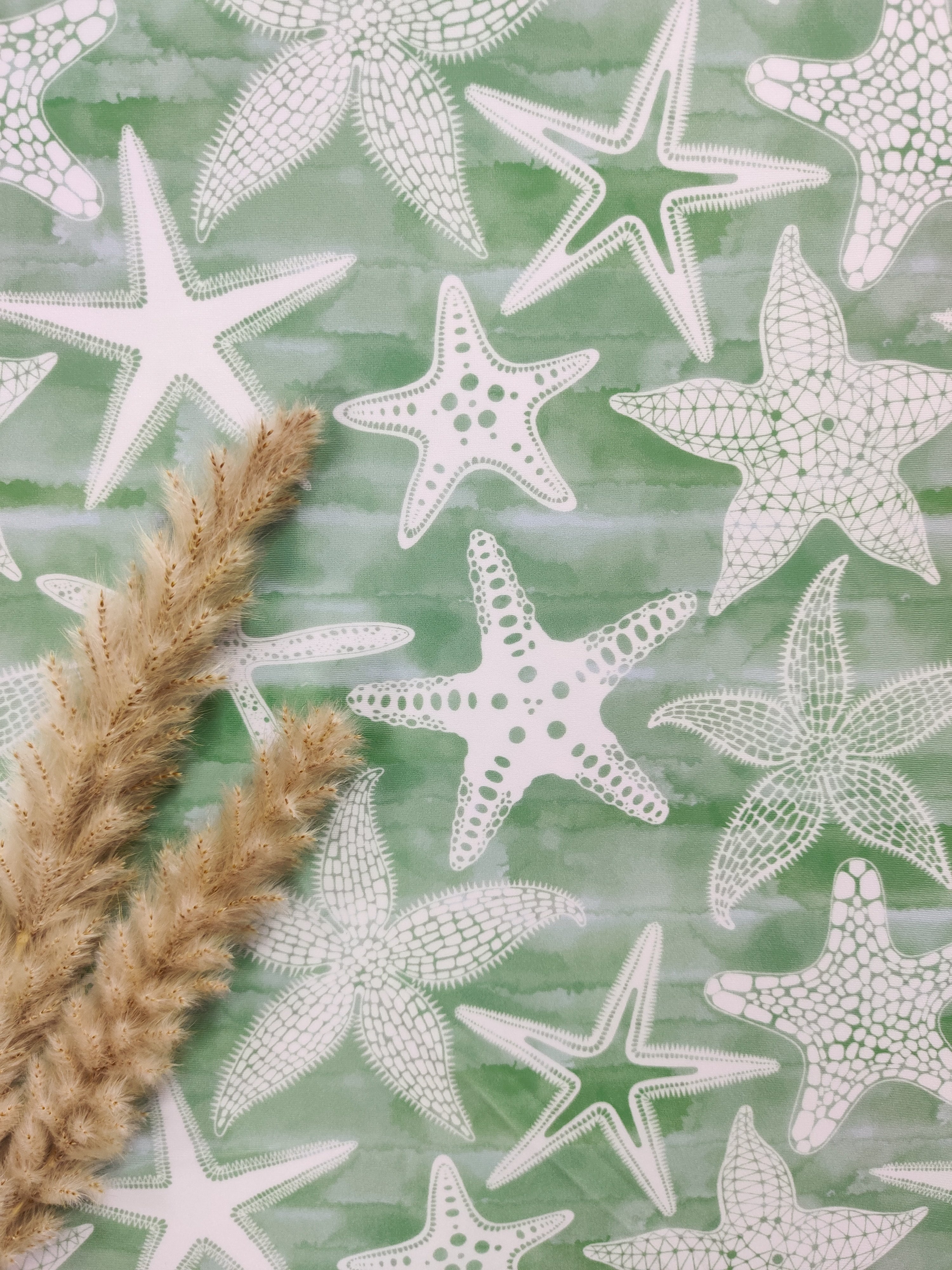 Lycra anti-UV upcyclé vert jade - Etoiles de mer