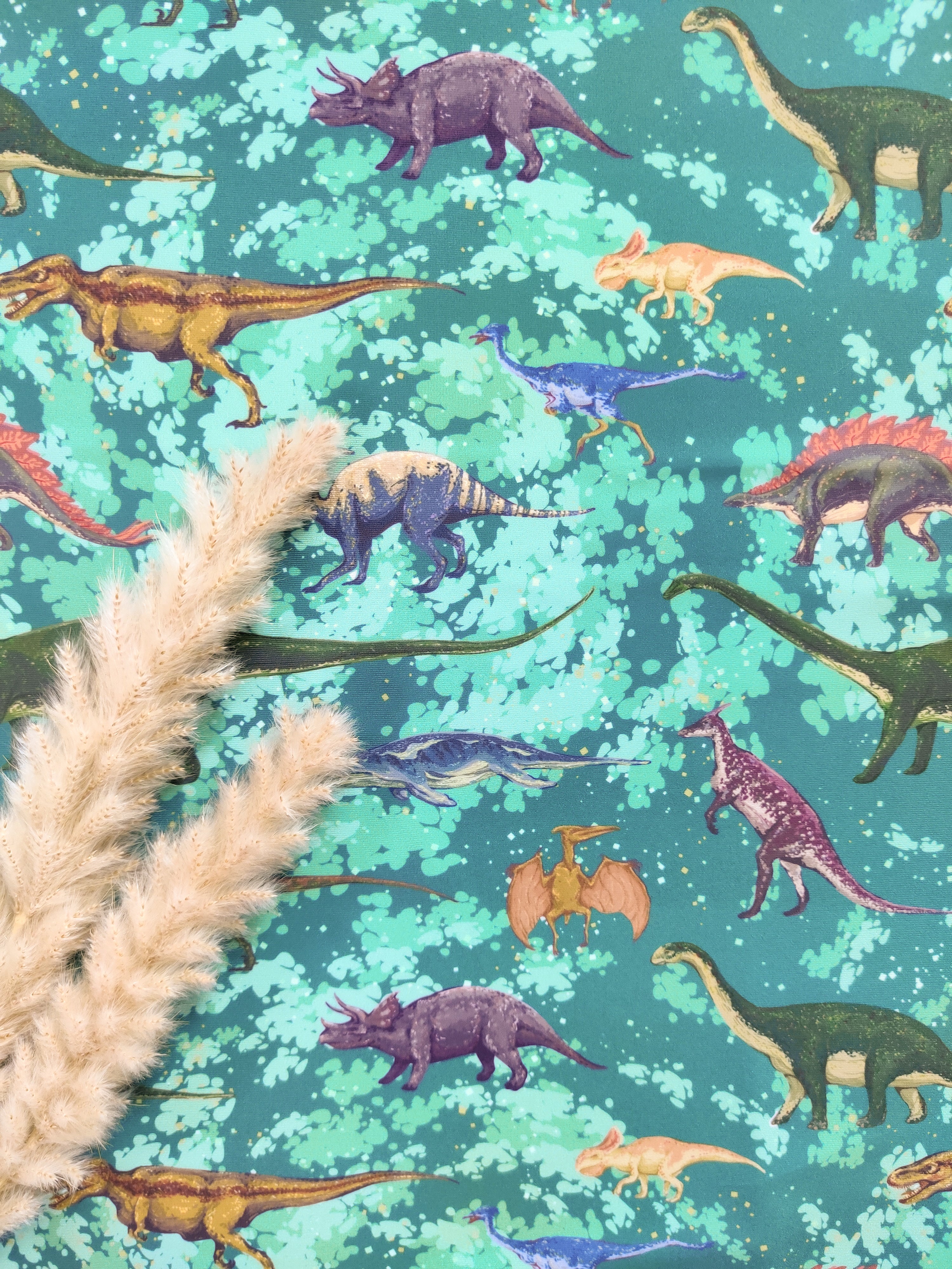 Lycra anti-UV upcyclé bleu vert - Dinos