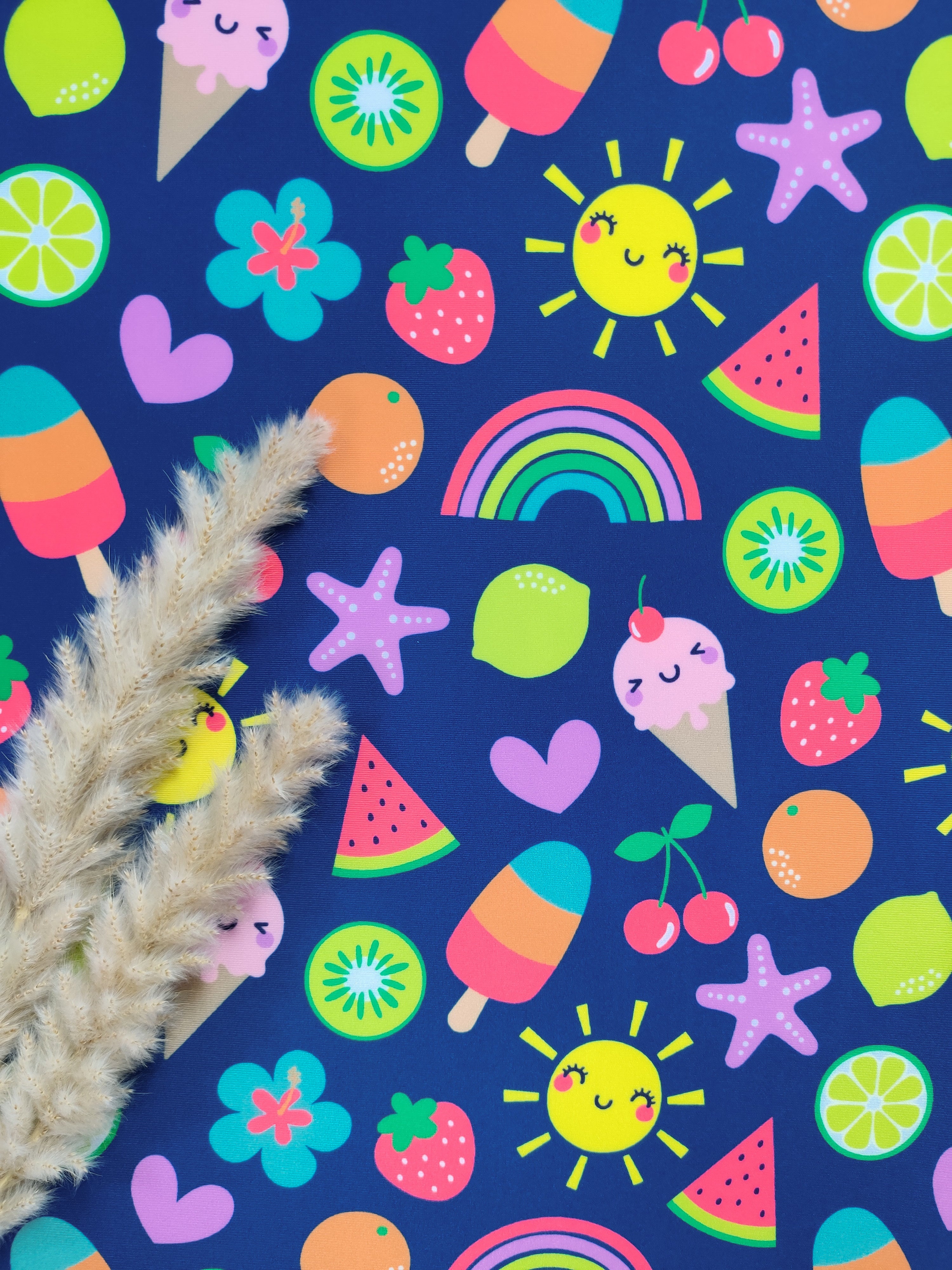 Lycra anti-UV upcyclé bleu marine - Fruits d