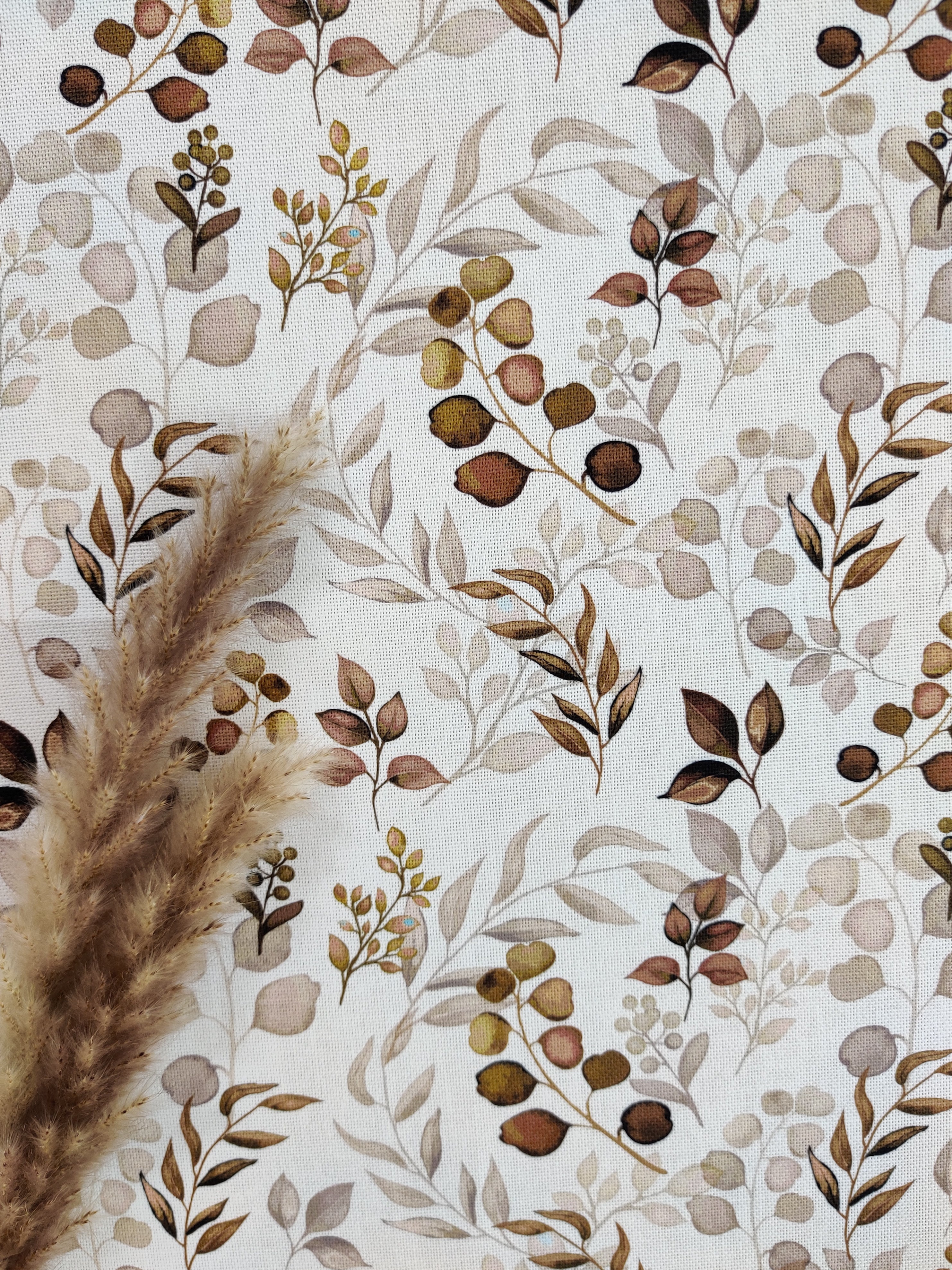 Canevas écru - Feuillage camel