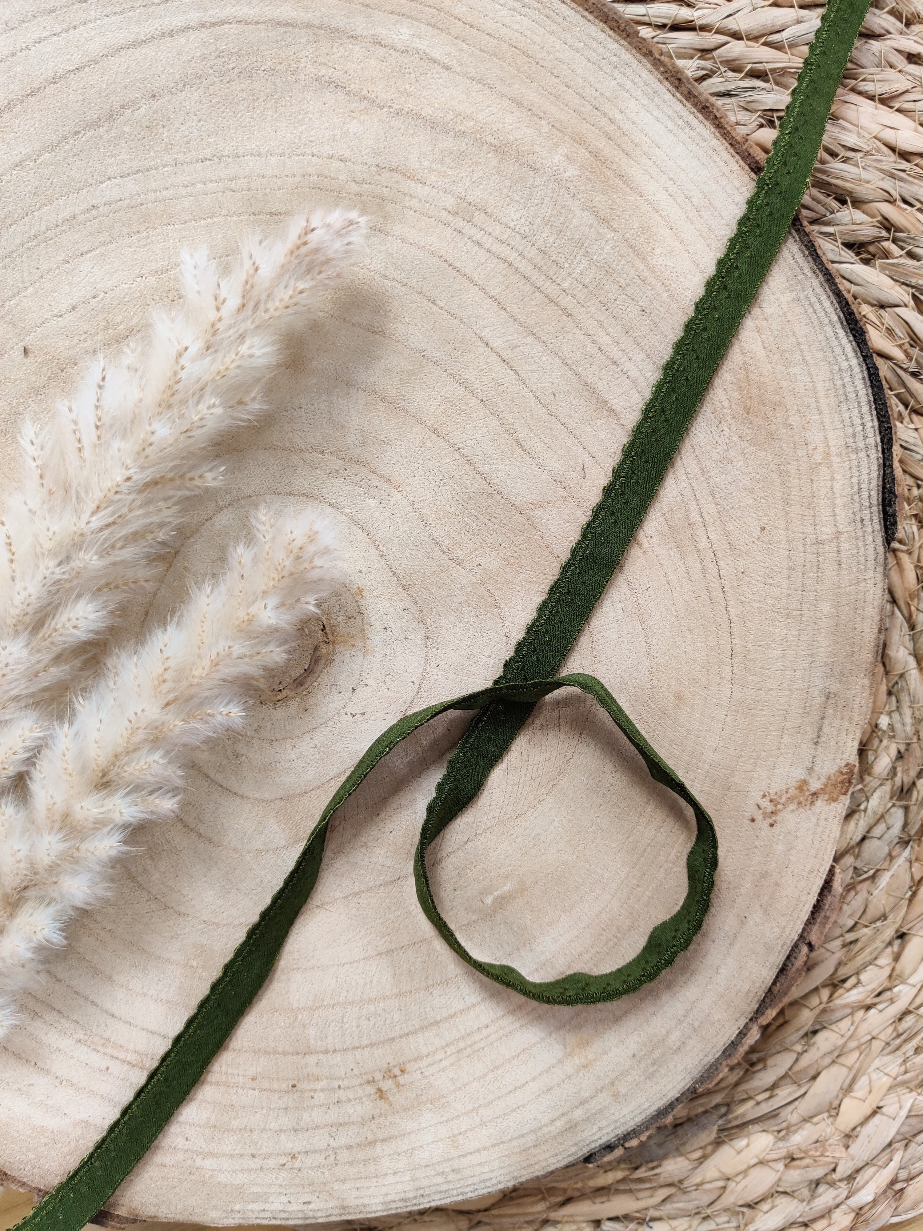 Elastique à picots préplié 11 mm - Kaki