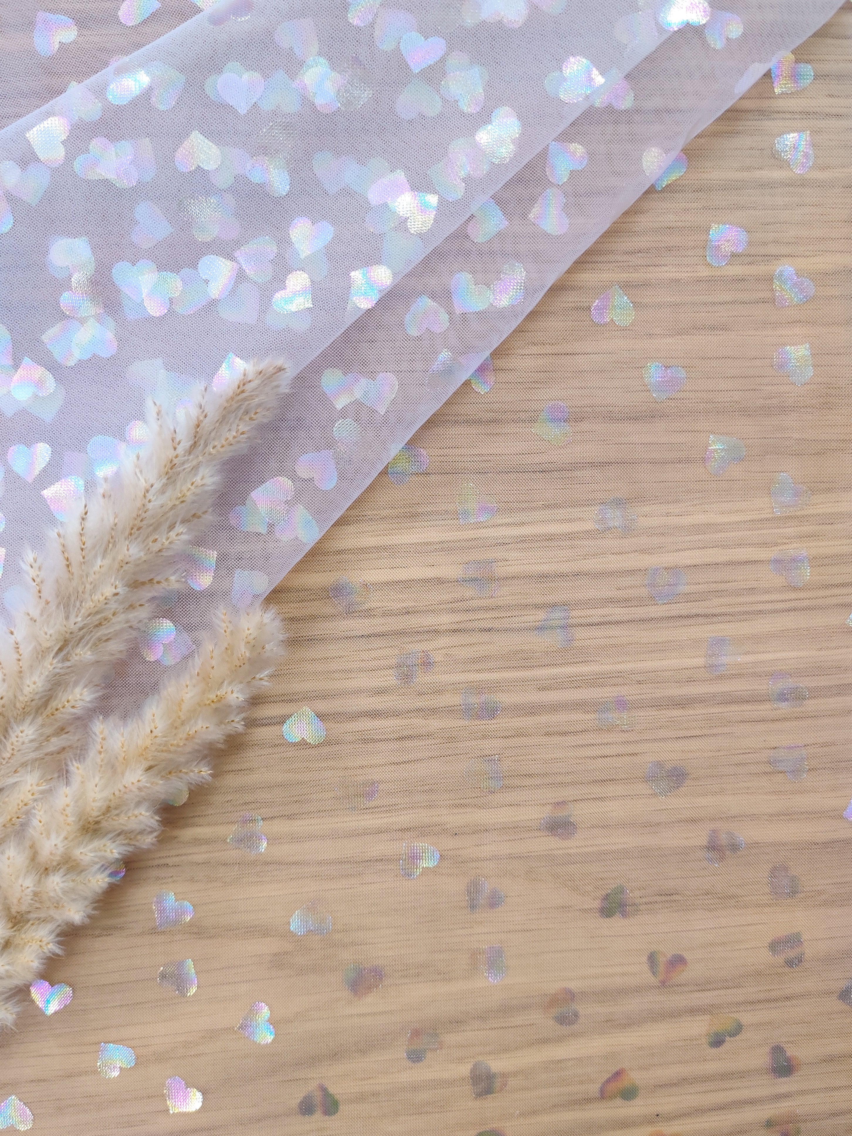 Tulle lilas à cœurs