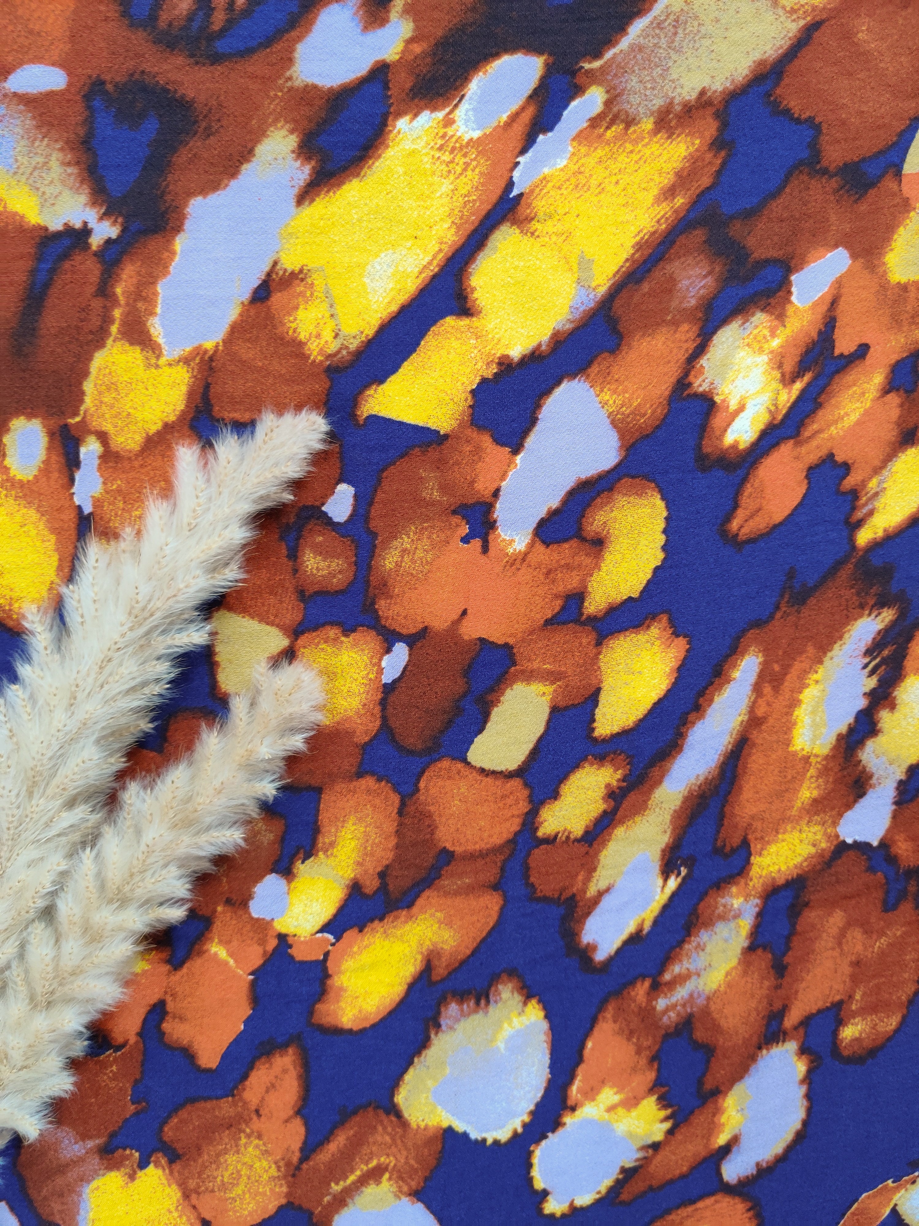 Crêpe de viscose bleu marine - Lueur orange