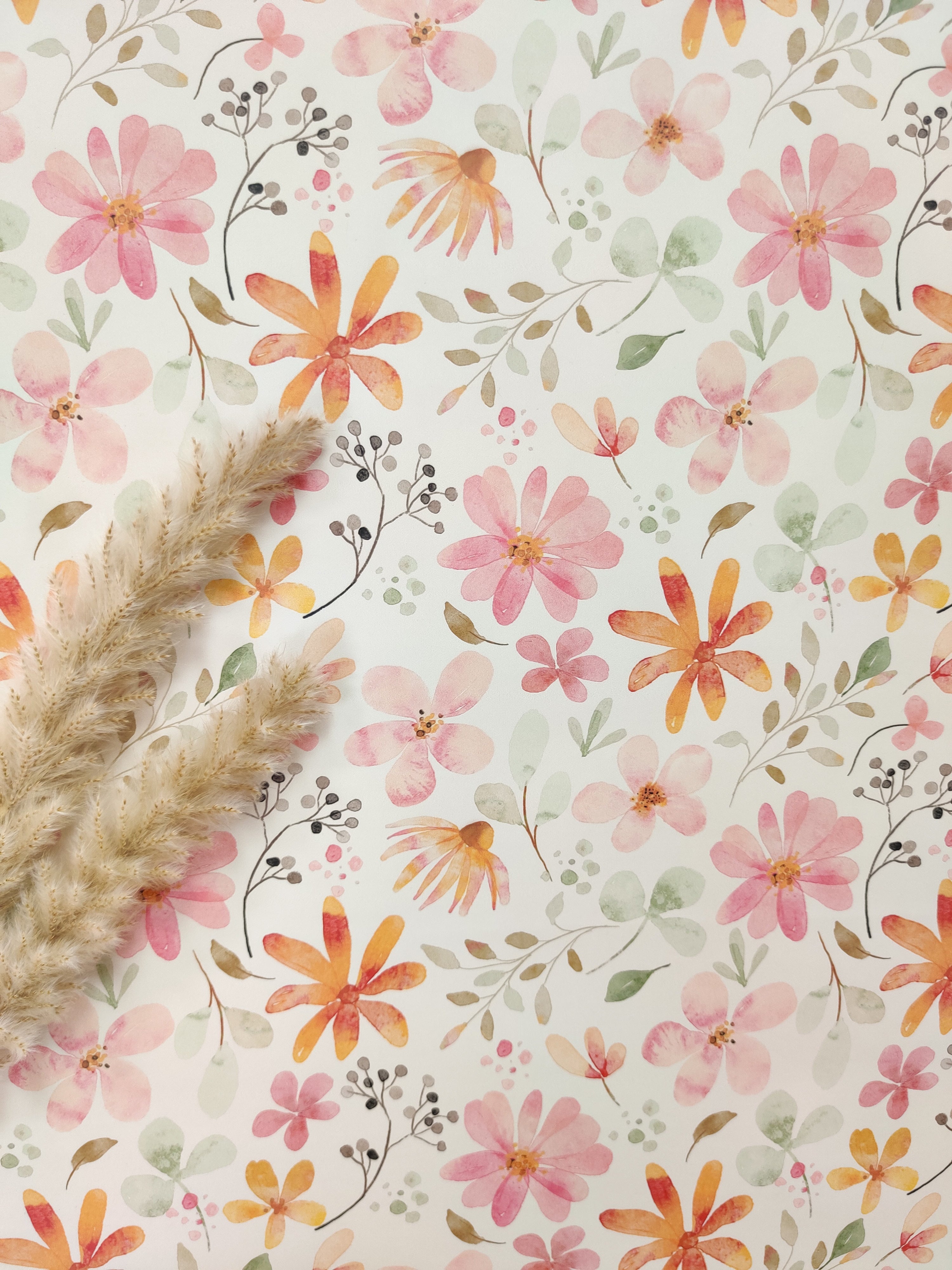 Imperméable doux - Douces fleurs roses et oranges