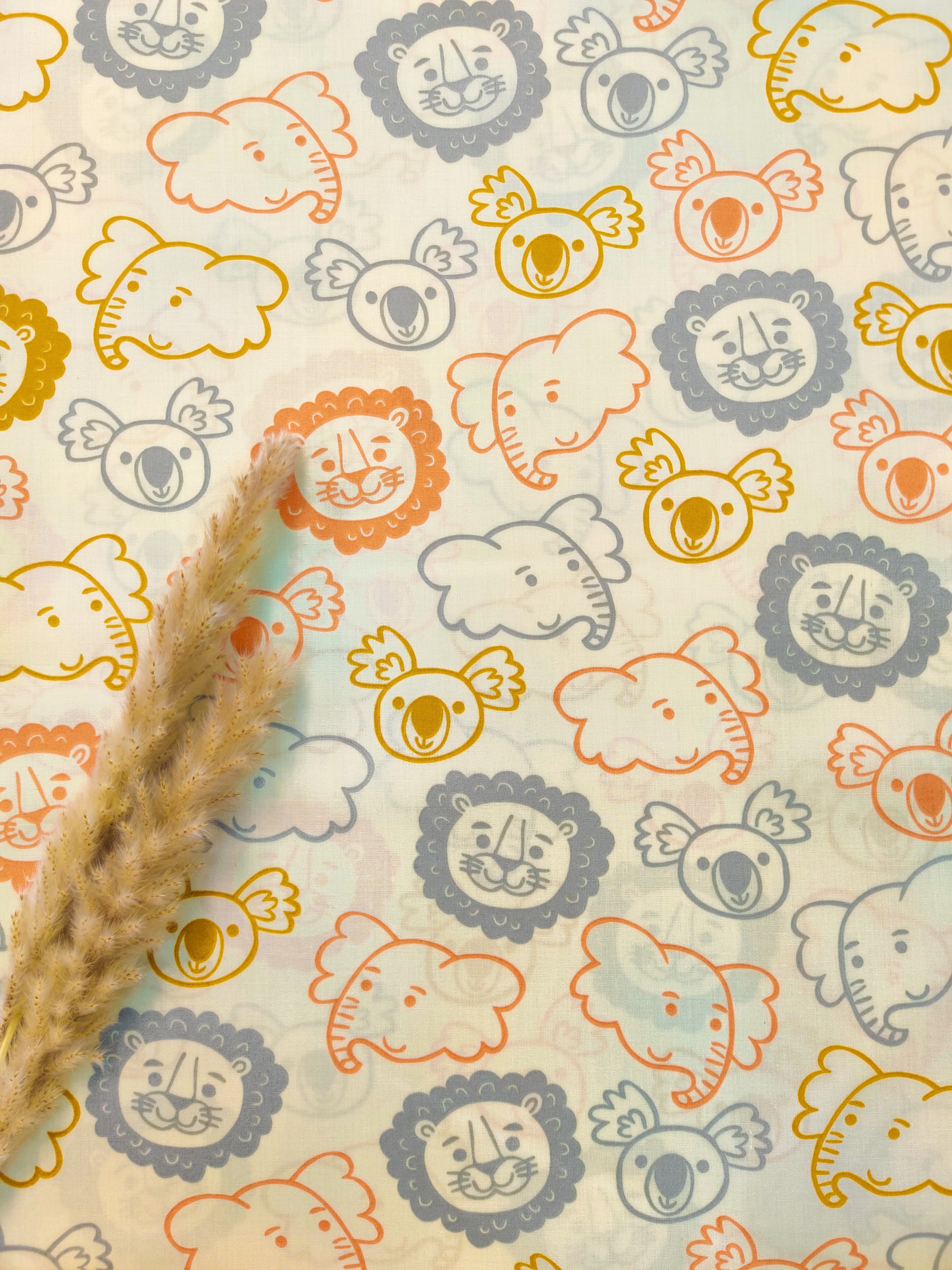 Popeline de coton écrue - Têtes d