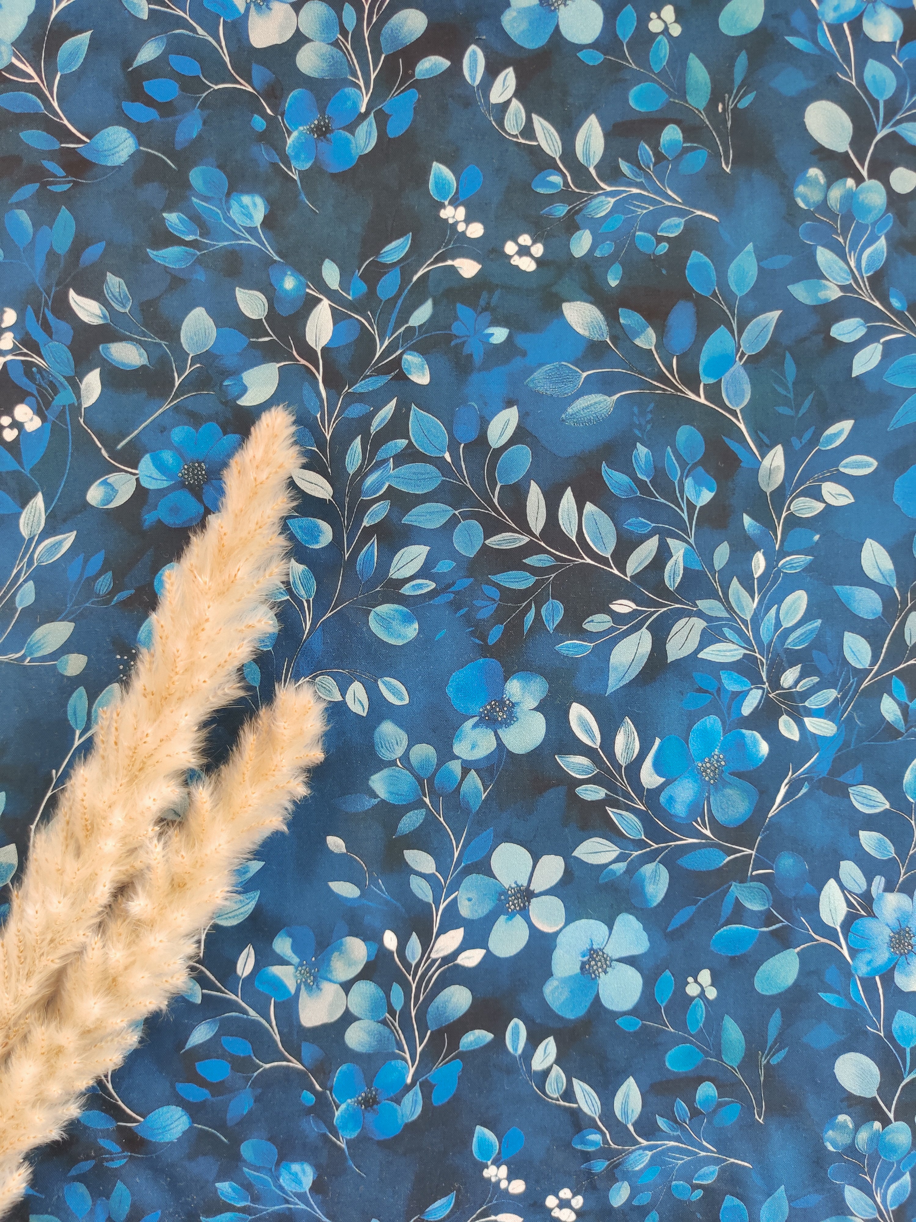 Popeline de coton cobalt - En ton sur ton