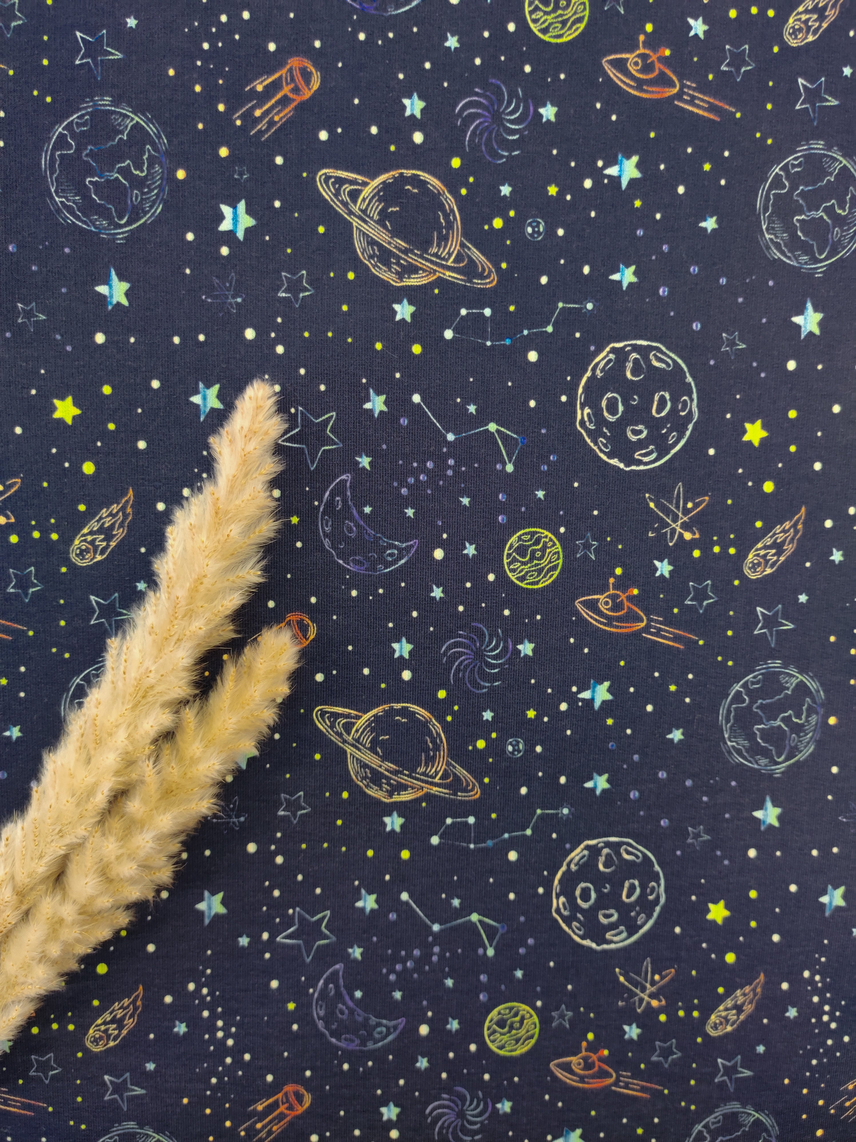 French Terry bleu marine - Univers coloré