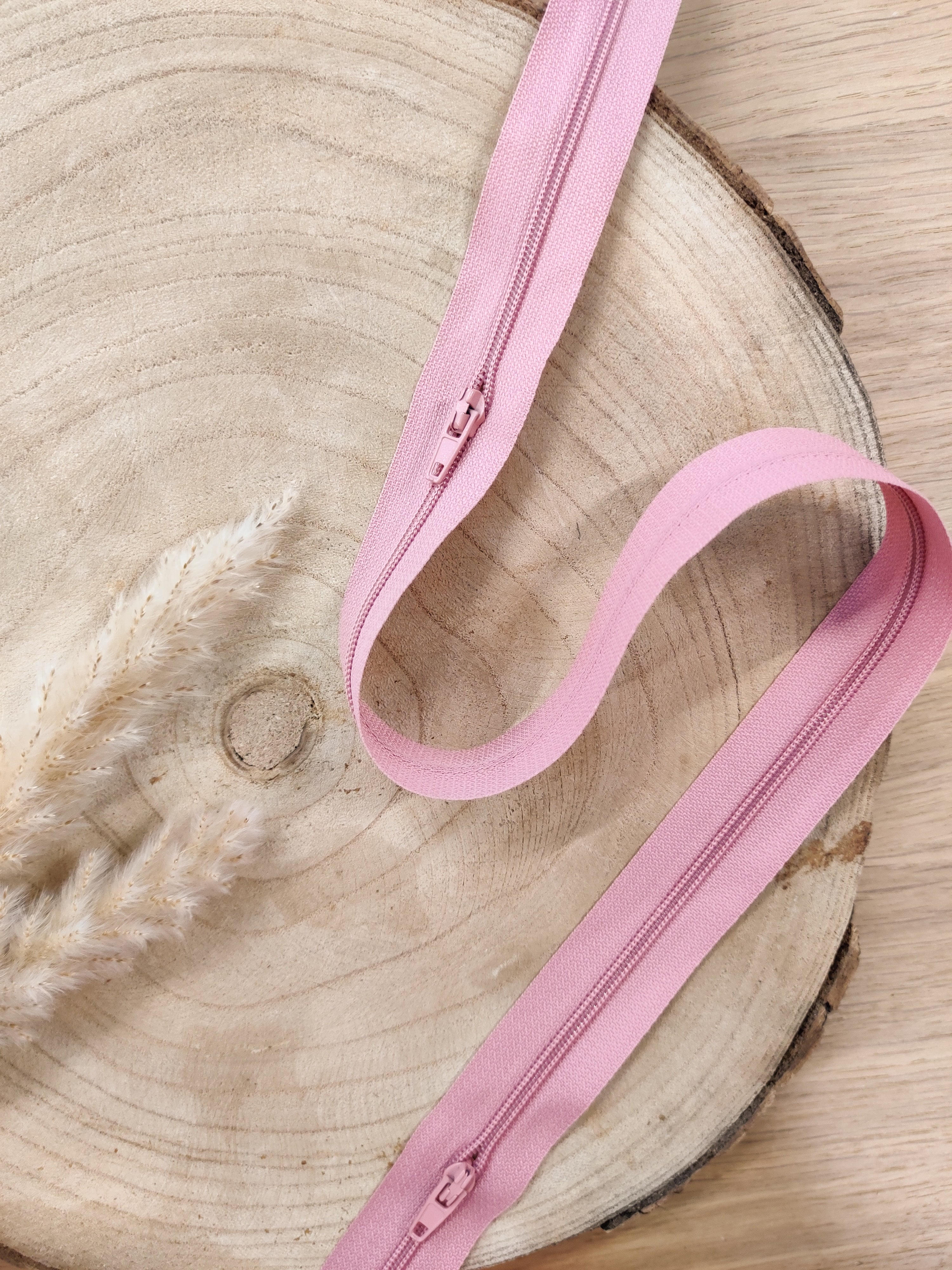 Zip au mètre - Rose