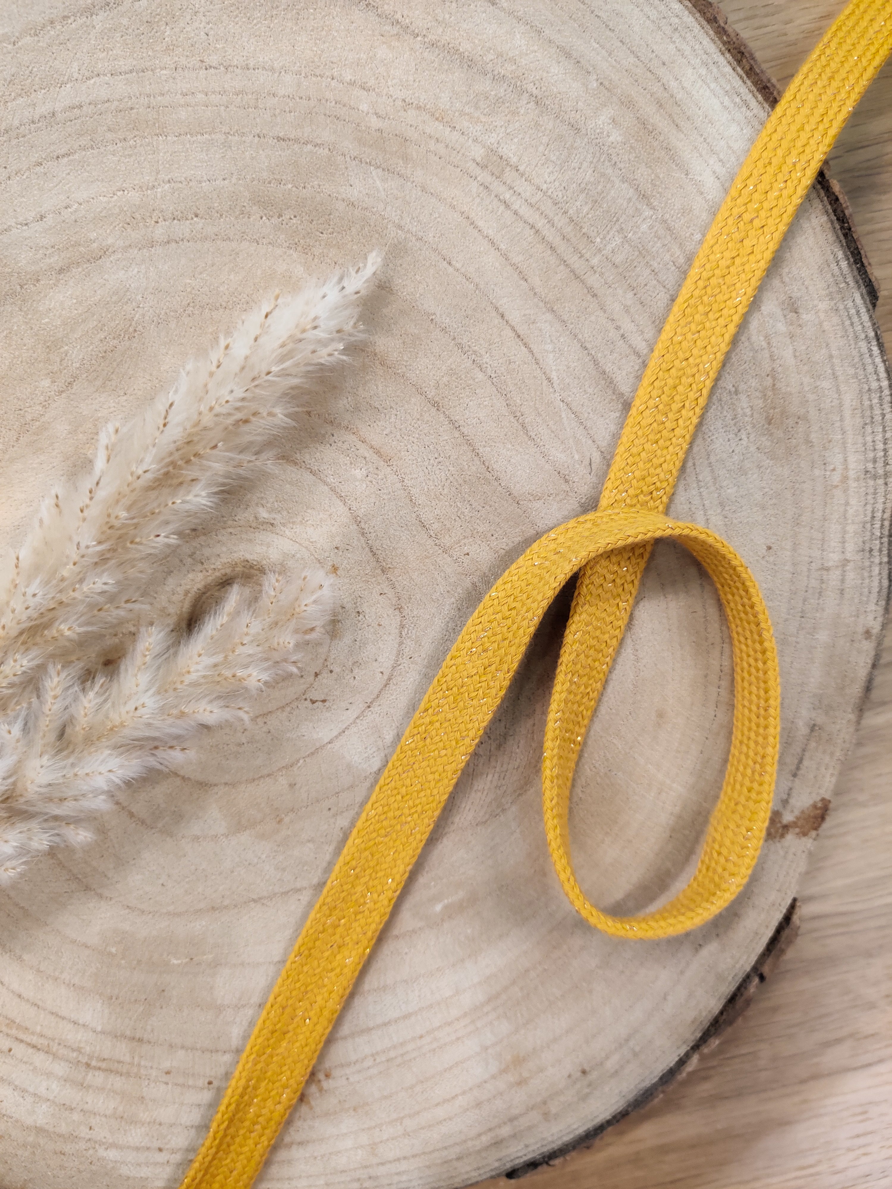 Cordon plat lurex pour sweat 15mm - Moutarde doré