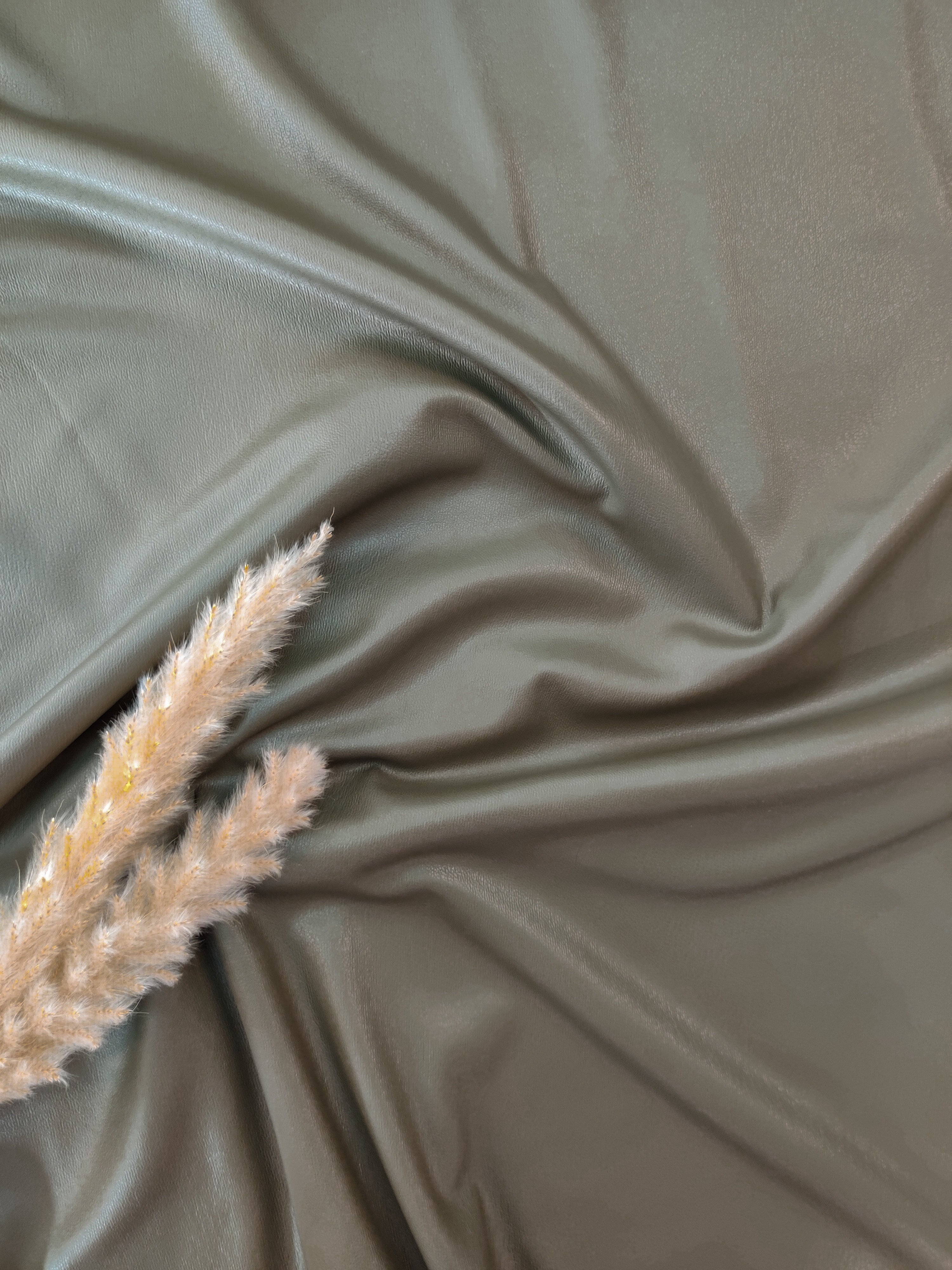 Simili cuir stretch doublé - Vert kaki