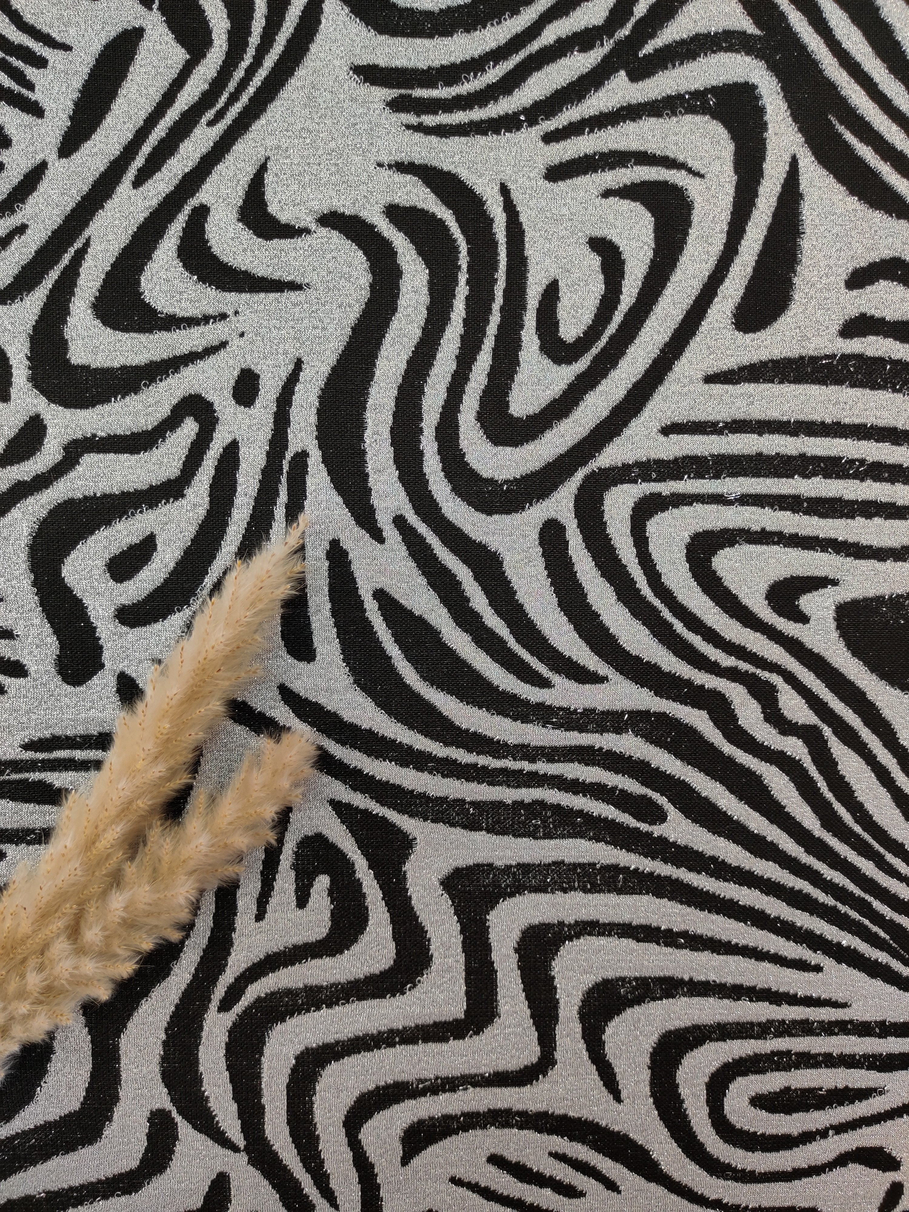 Jersey jacquard lurex - Noir et argenté