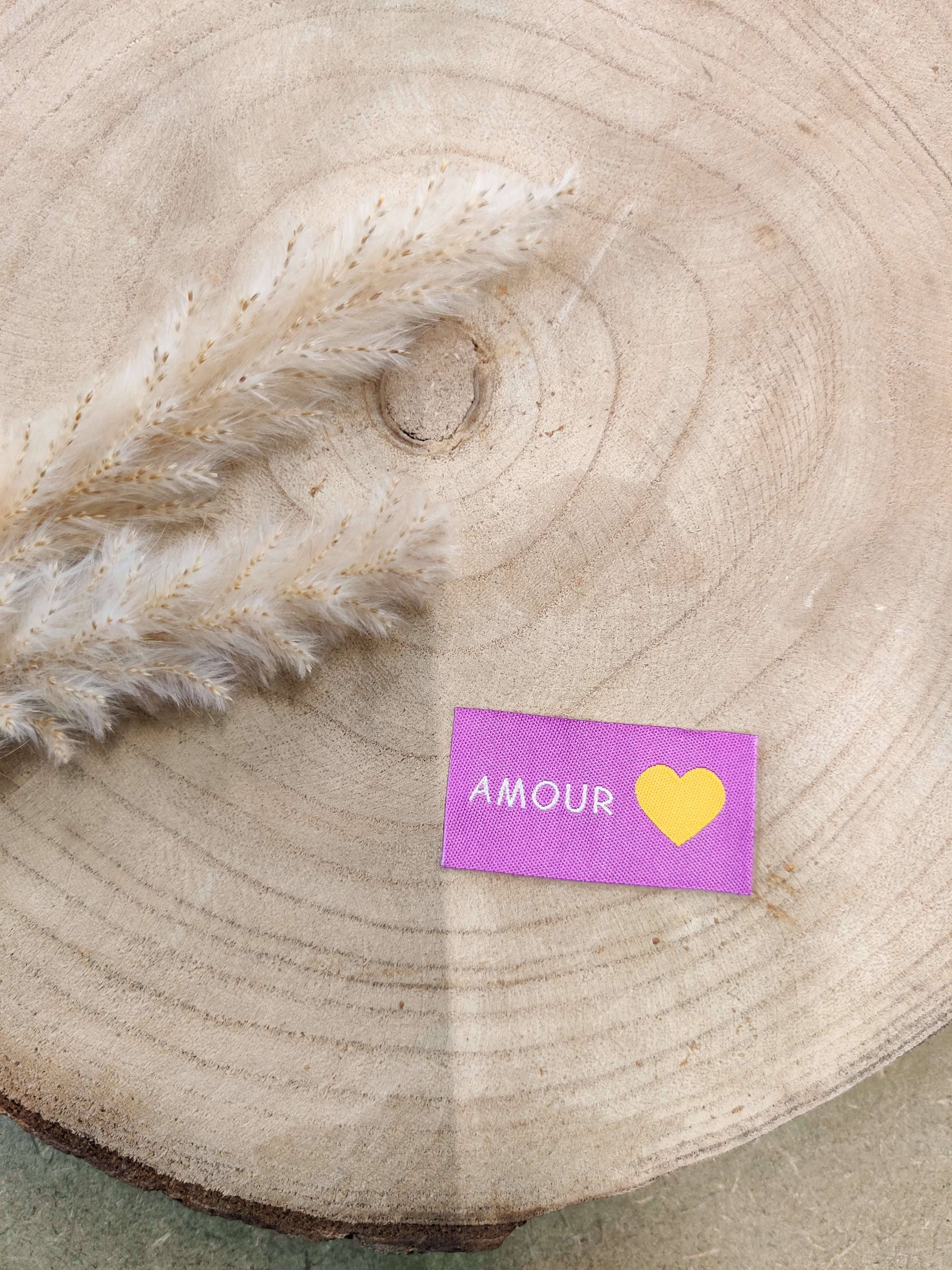 Etiquette tissées à coudre - Mauve - Amour