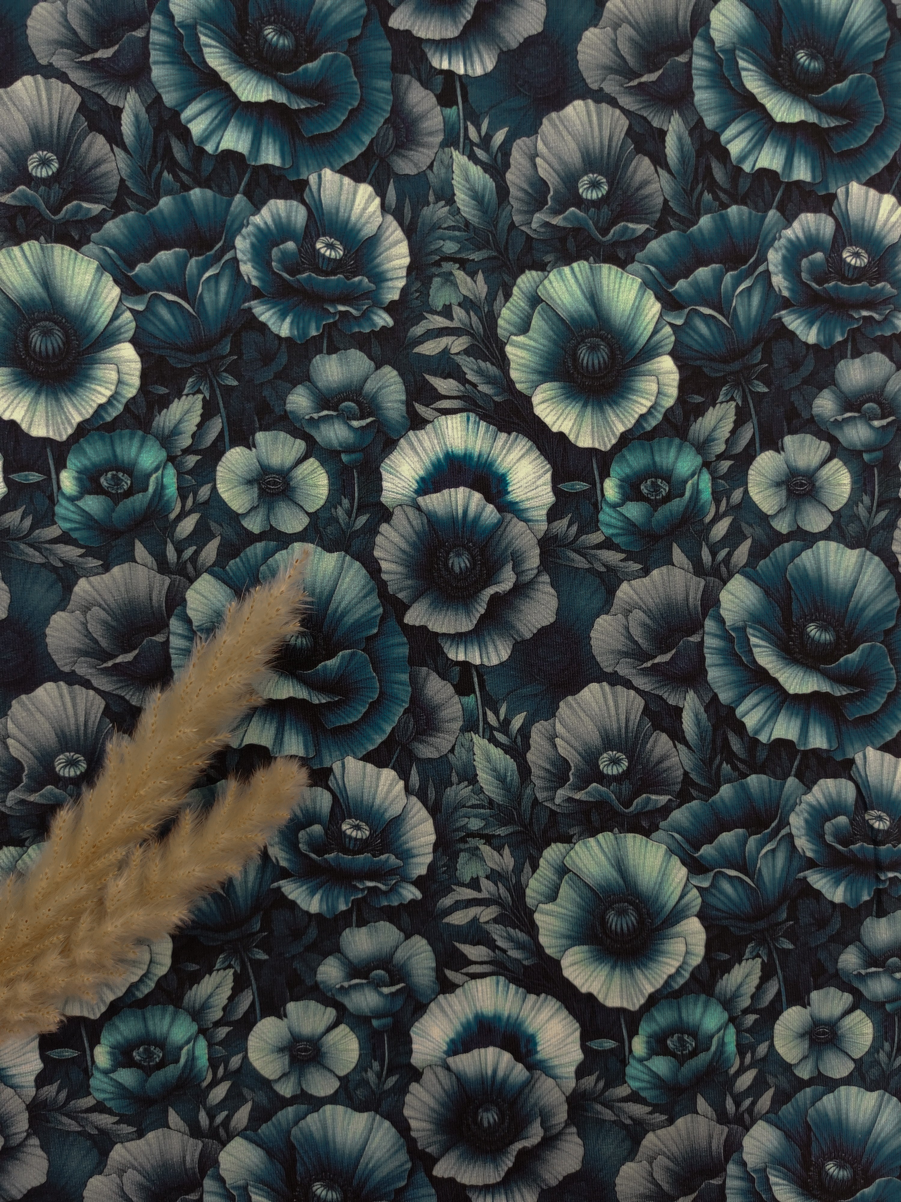 Jersey de viscose bleu marine - Comme des anémones bleues