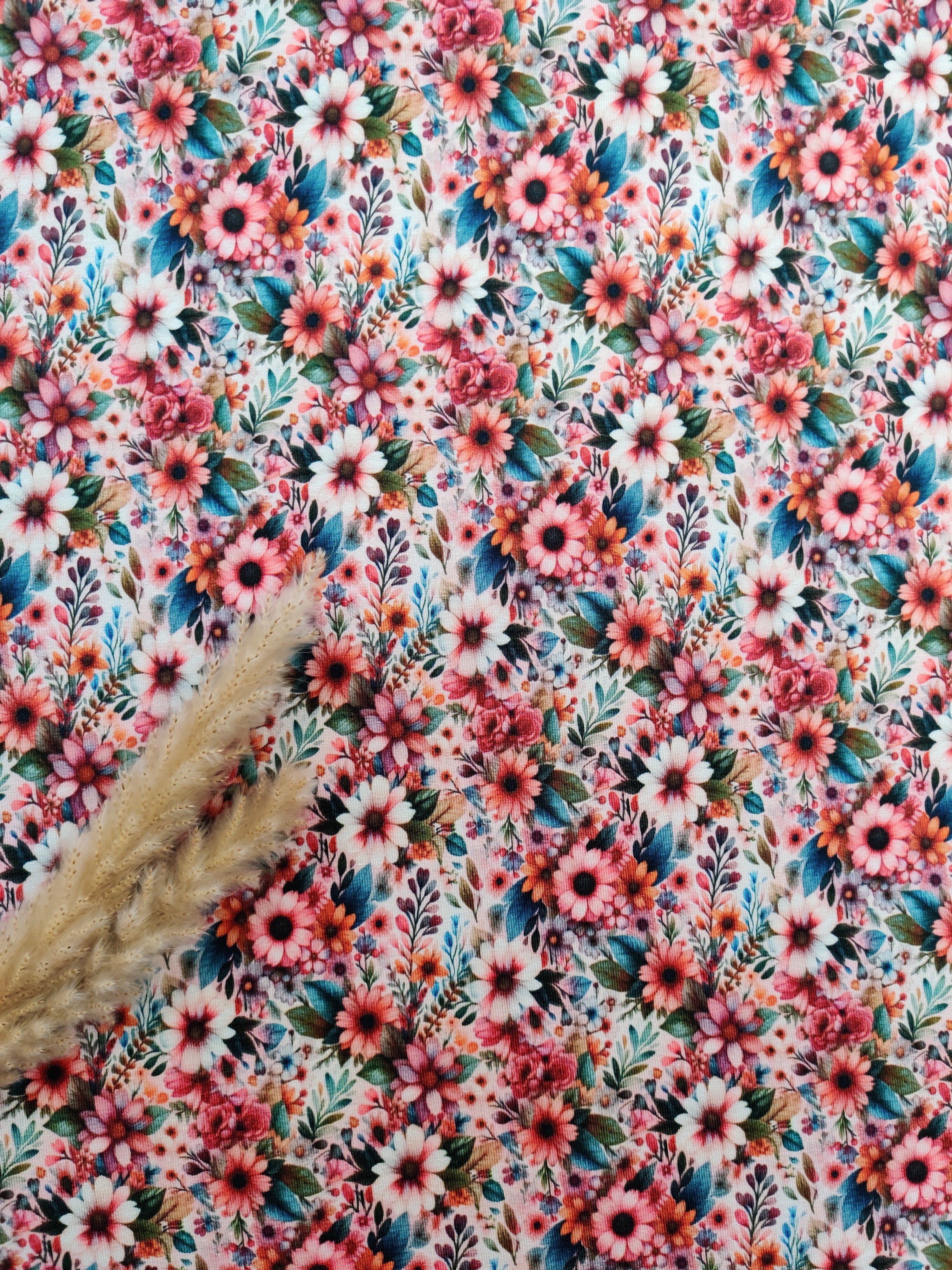 Jersey de viscose rose - Floraison multiple