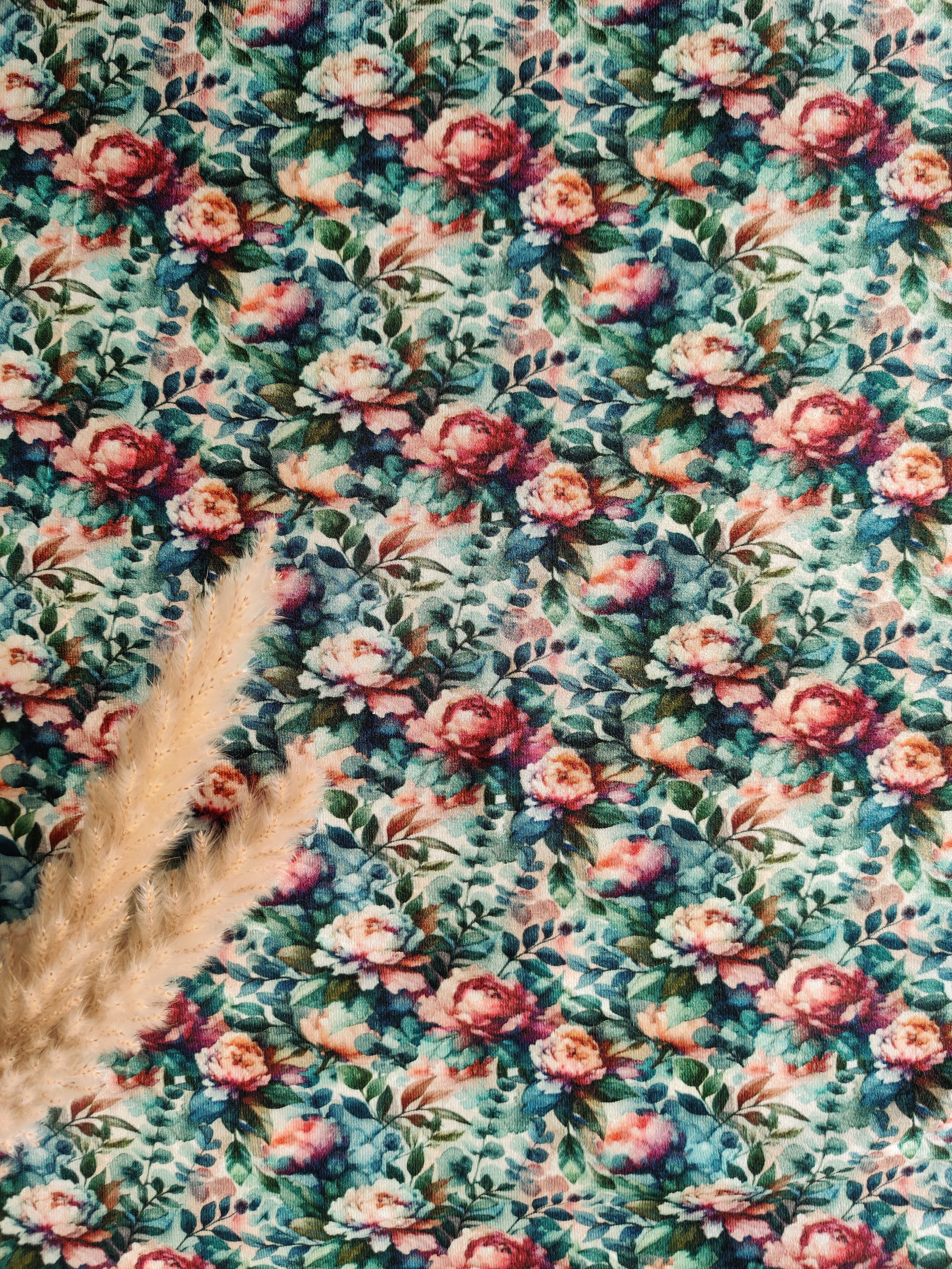 Jersey de viscose vert pétrole - Rêverie botanique