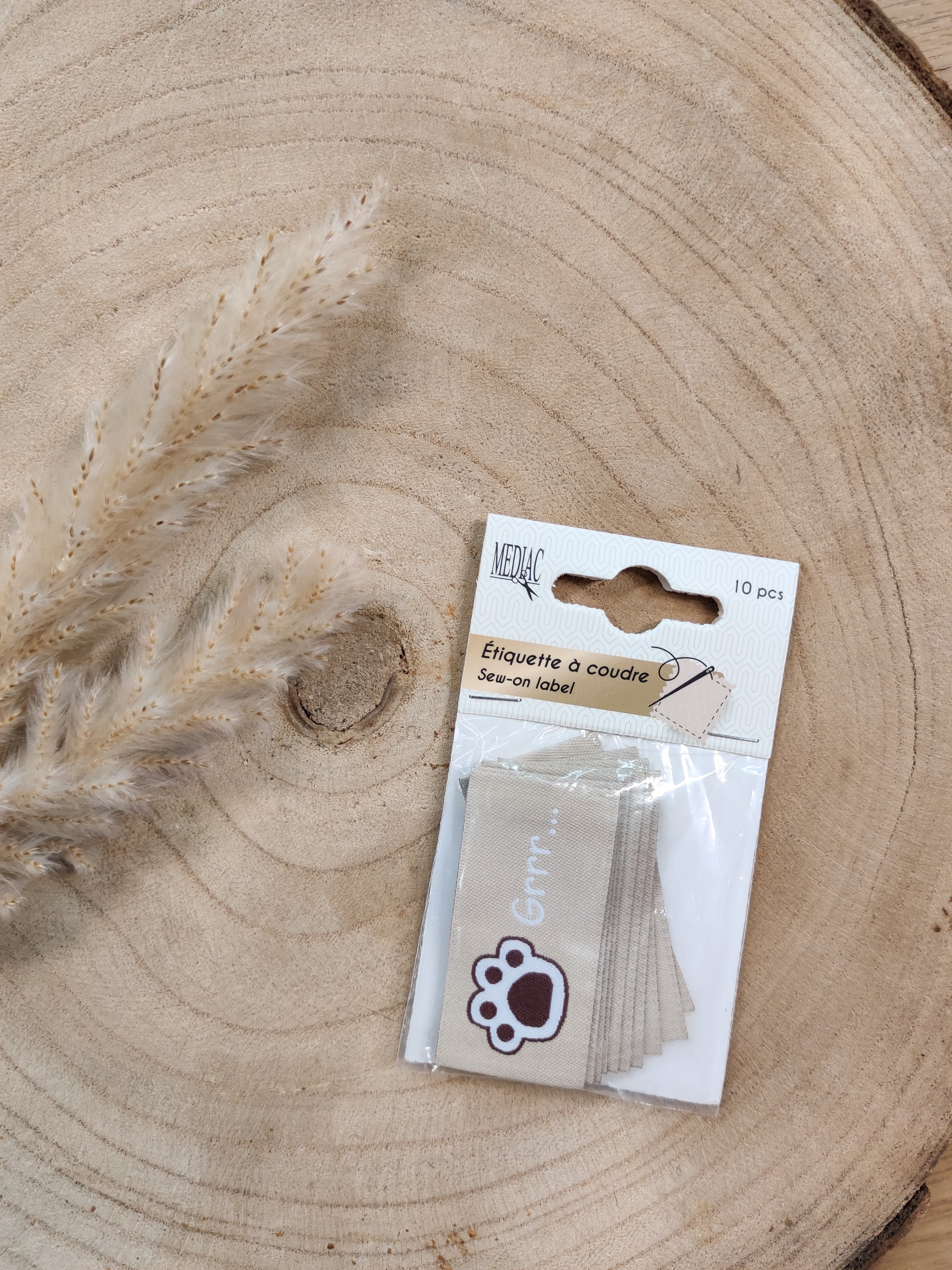 Etiquette tissées à coudre - beige - Grrrr...