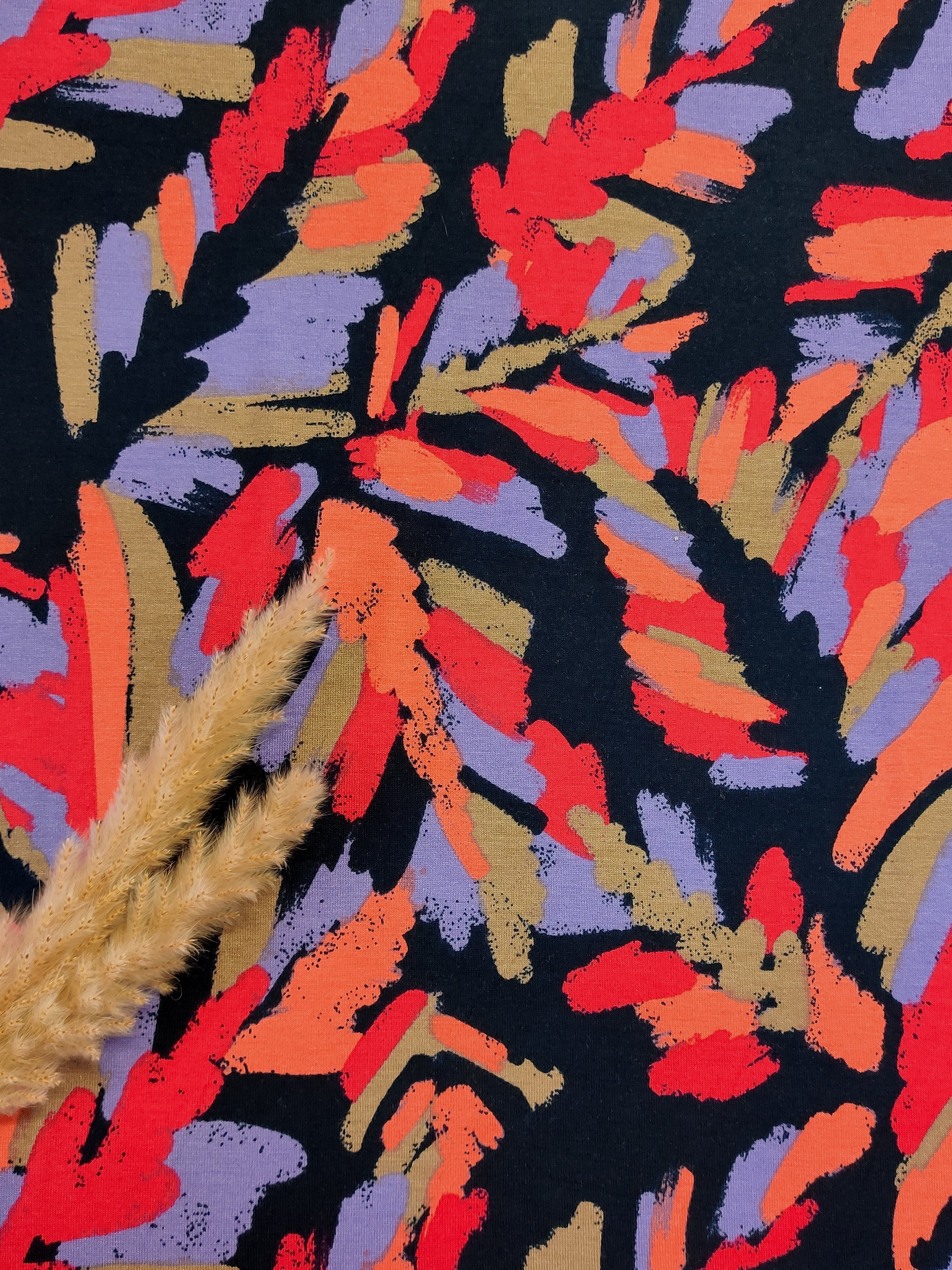 Jersey de viscose bleu marine - Epis colorés