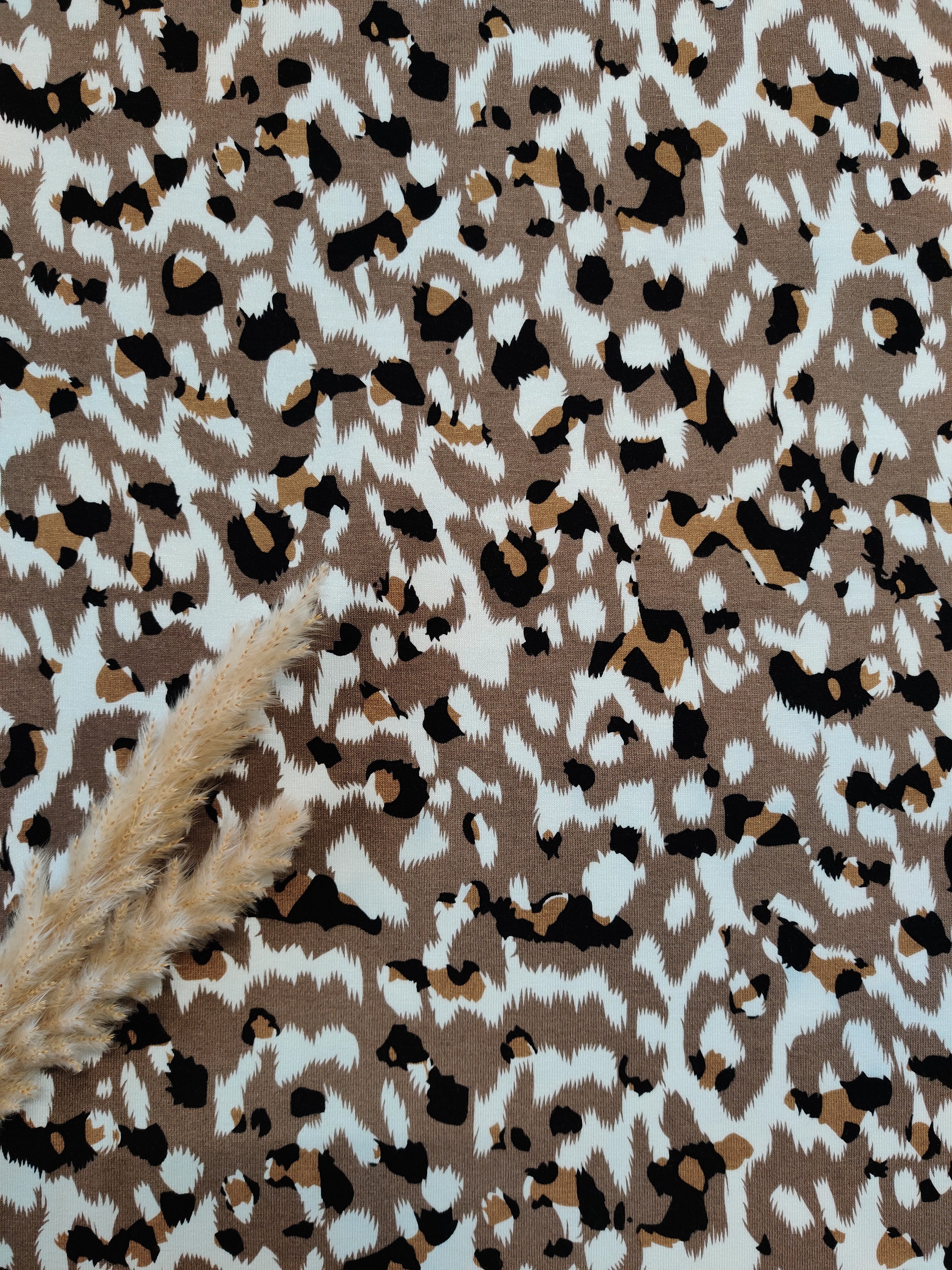 Jersey de viscose taupe - Panthère blanche