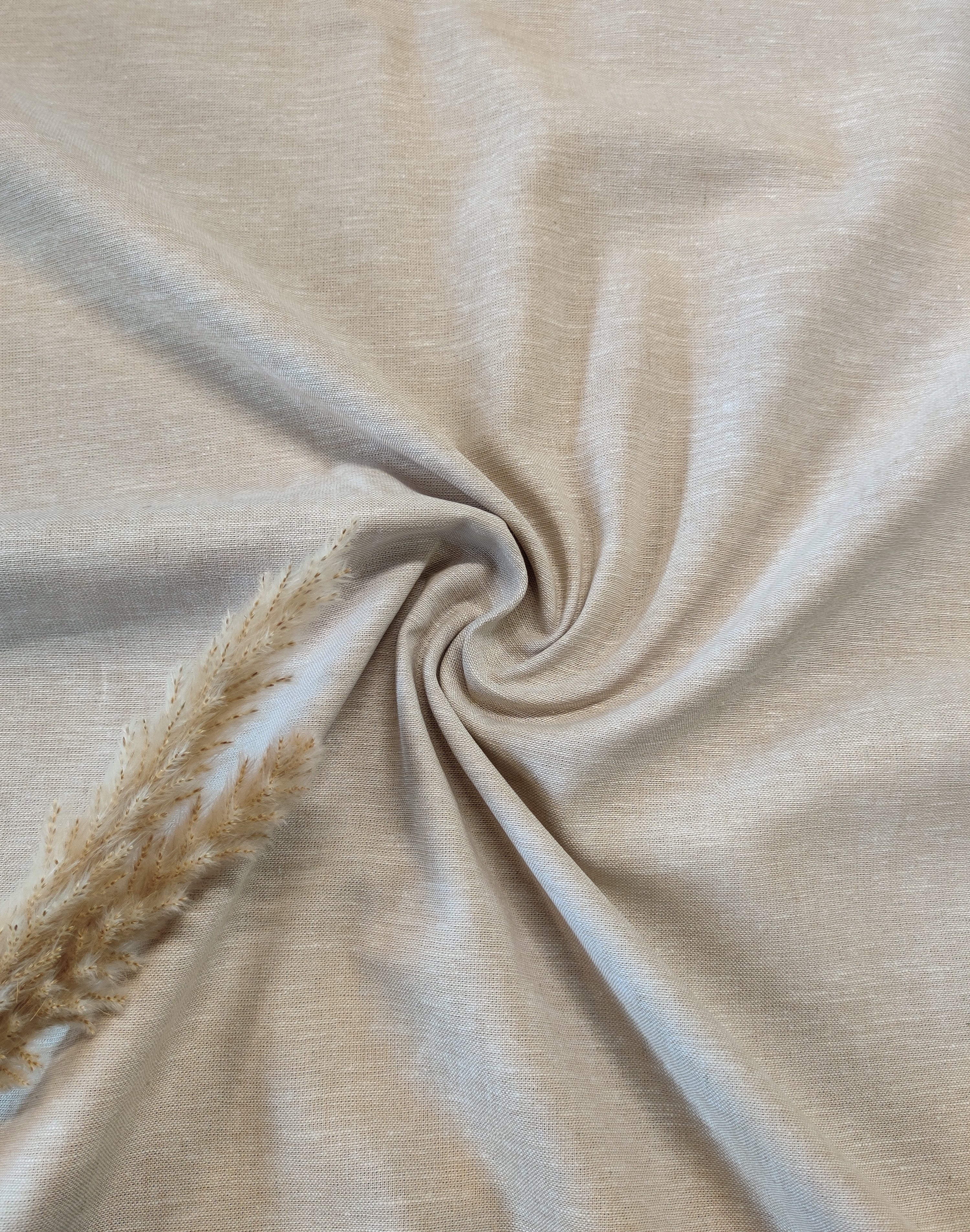 Chambray lin coton - Beige