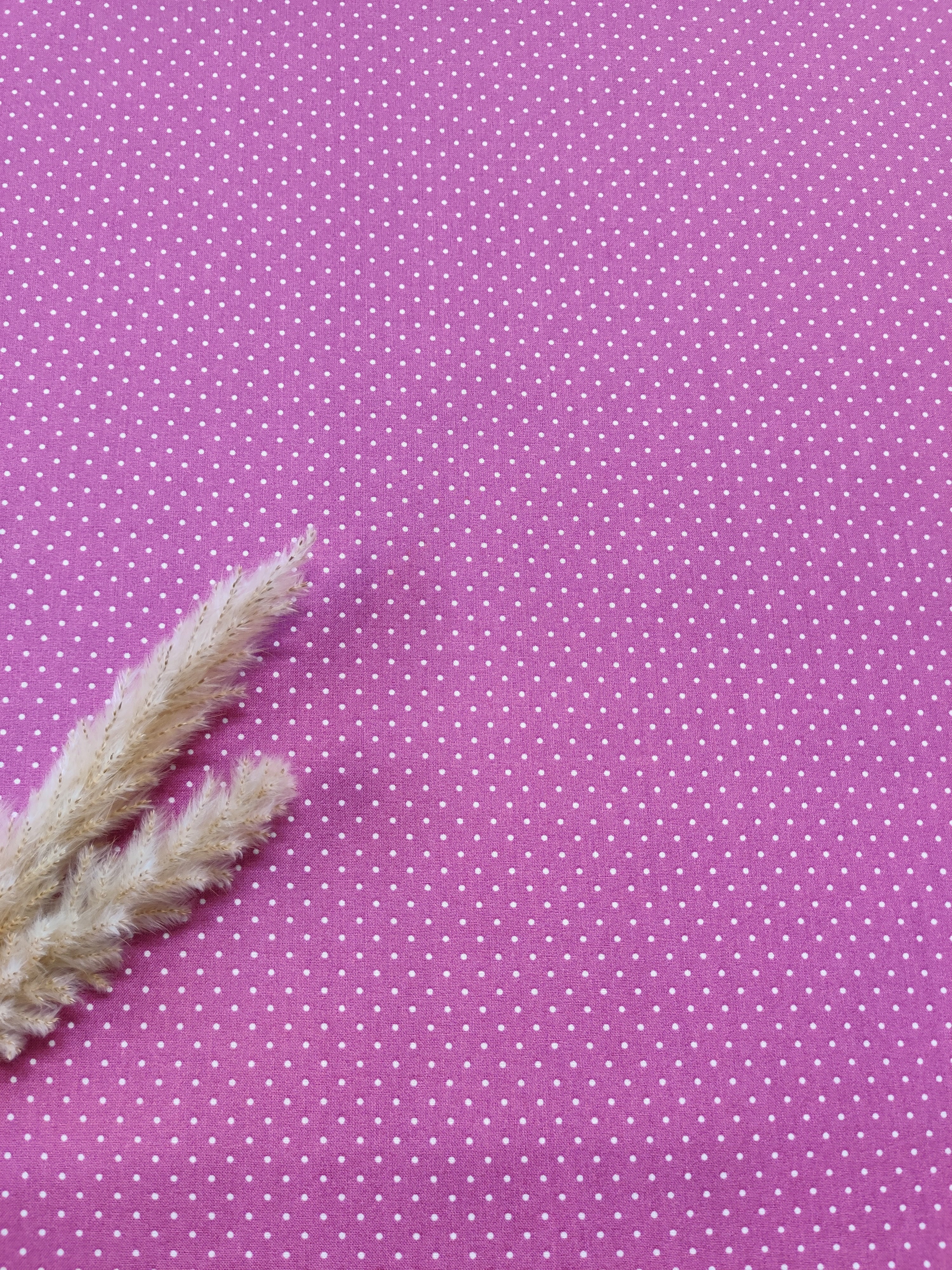 Popeline de coton rose fuchsia - Tout petit pois écrus