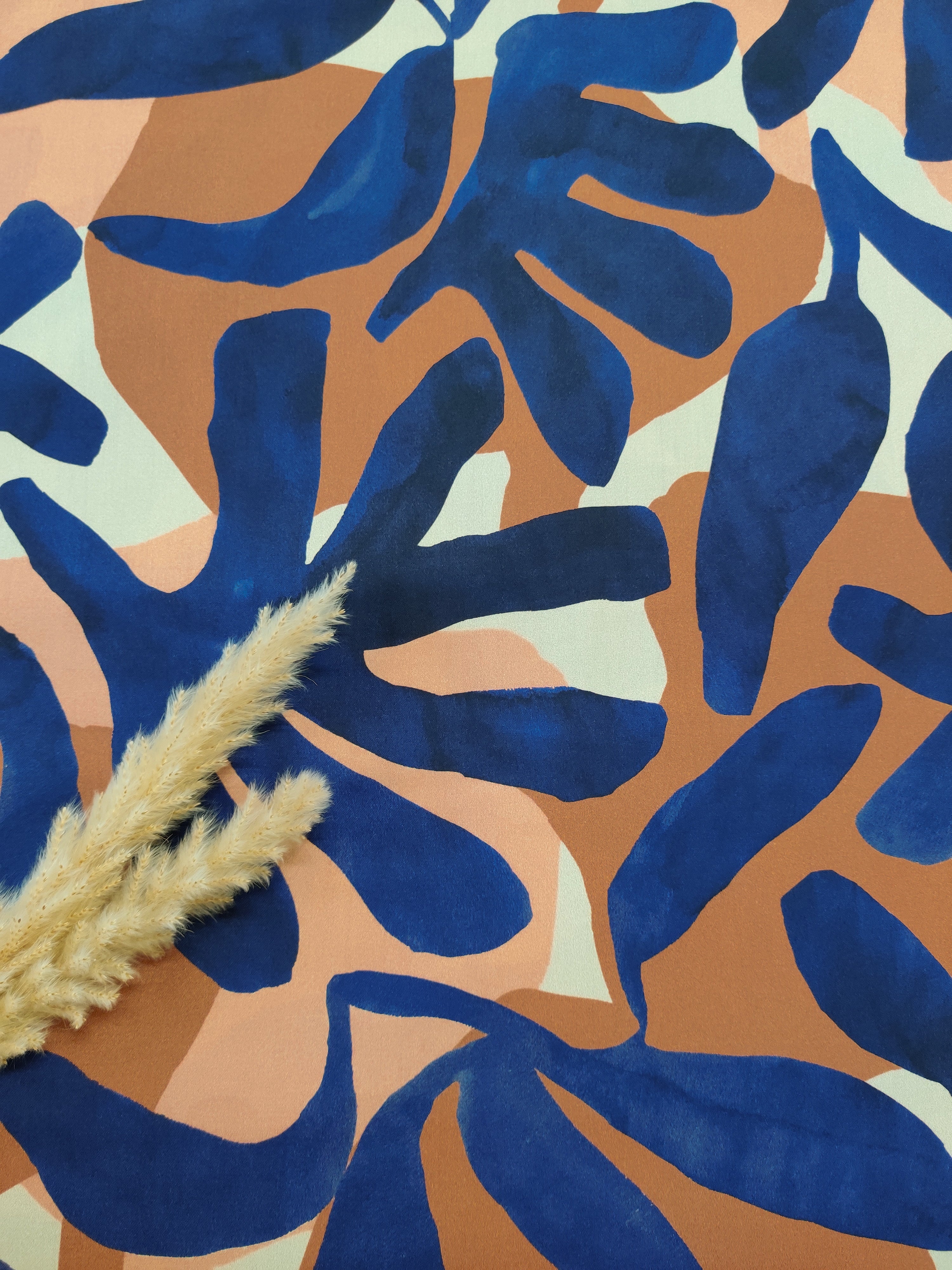 Satin de coton bleu - Vibration exotique