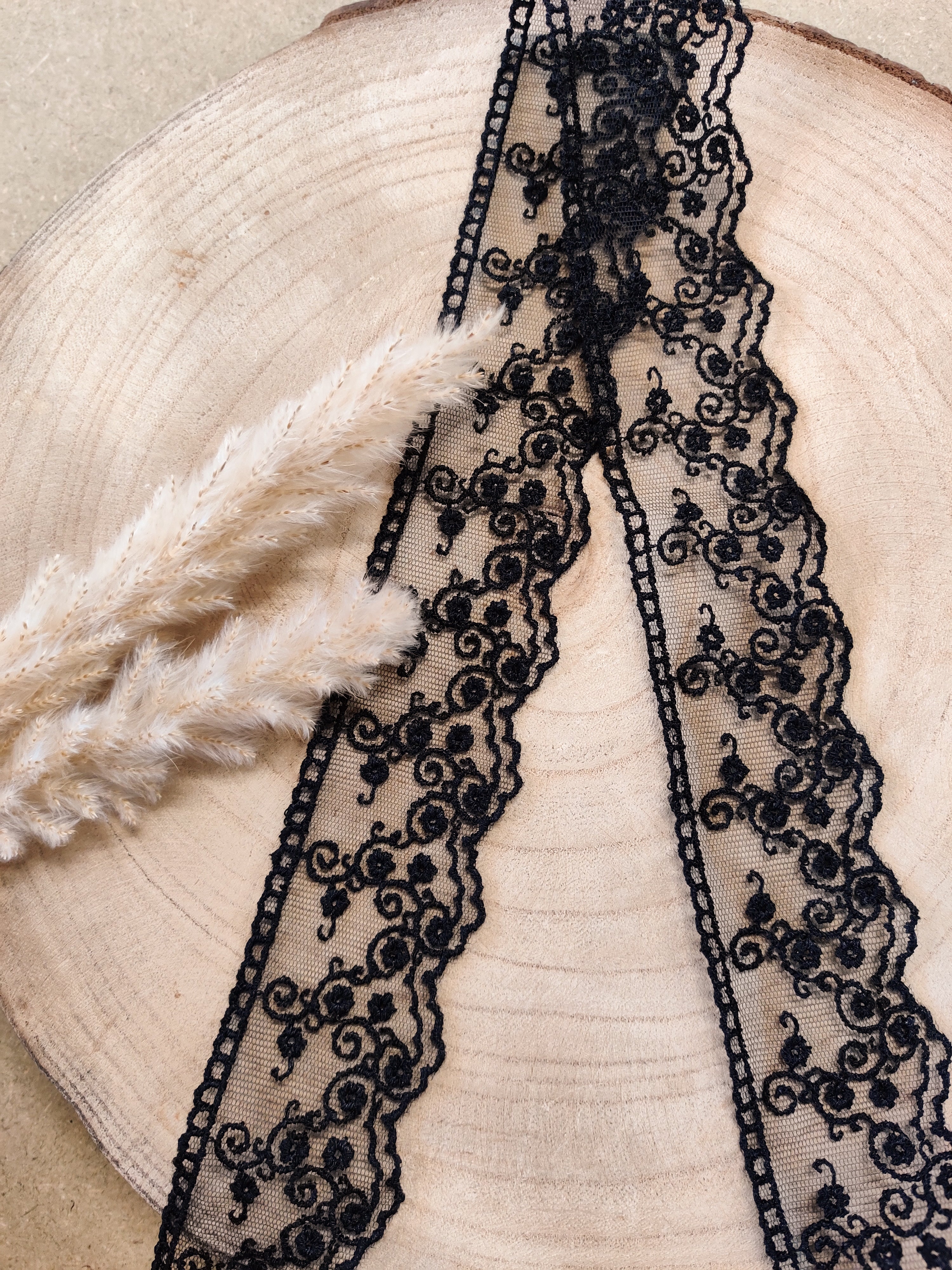 Dentelle tulle 4,5 cm - Noire