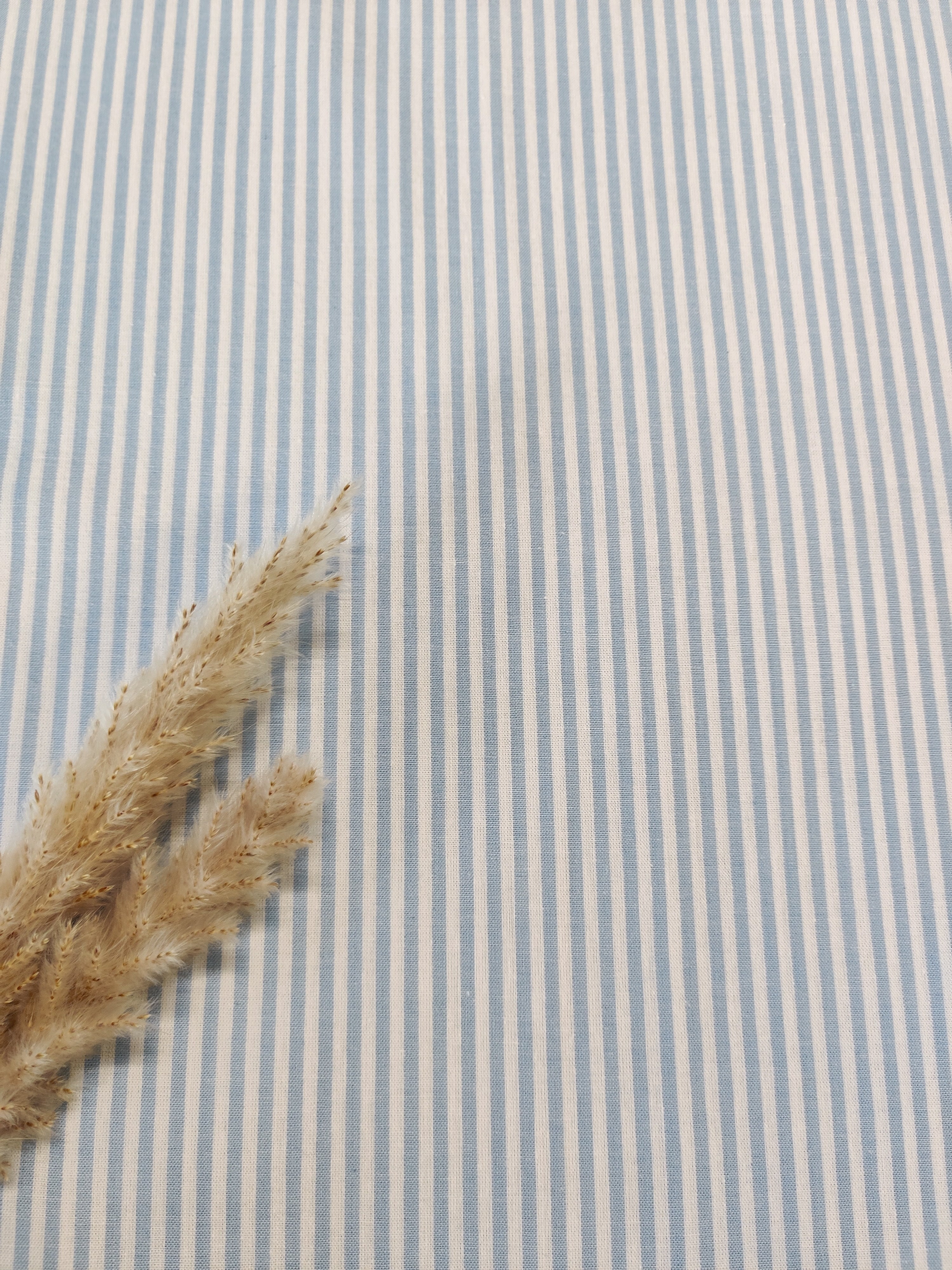 Chambray de coton ligné - Bleu clair