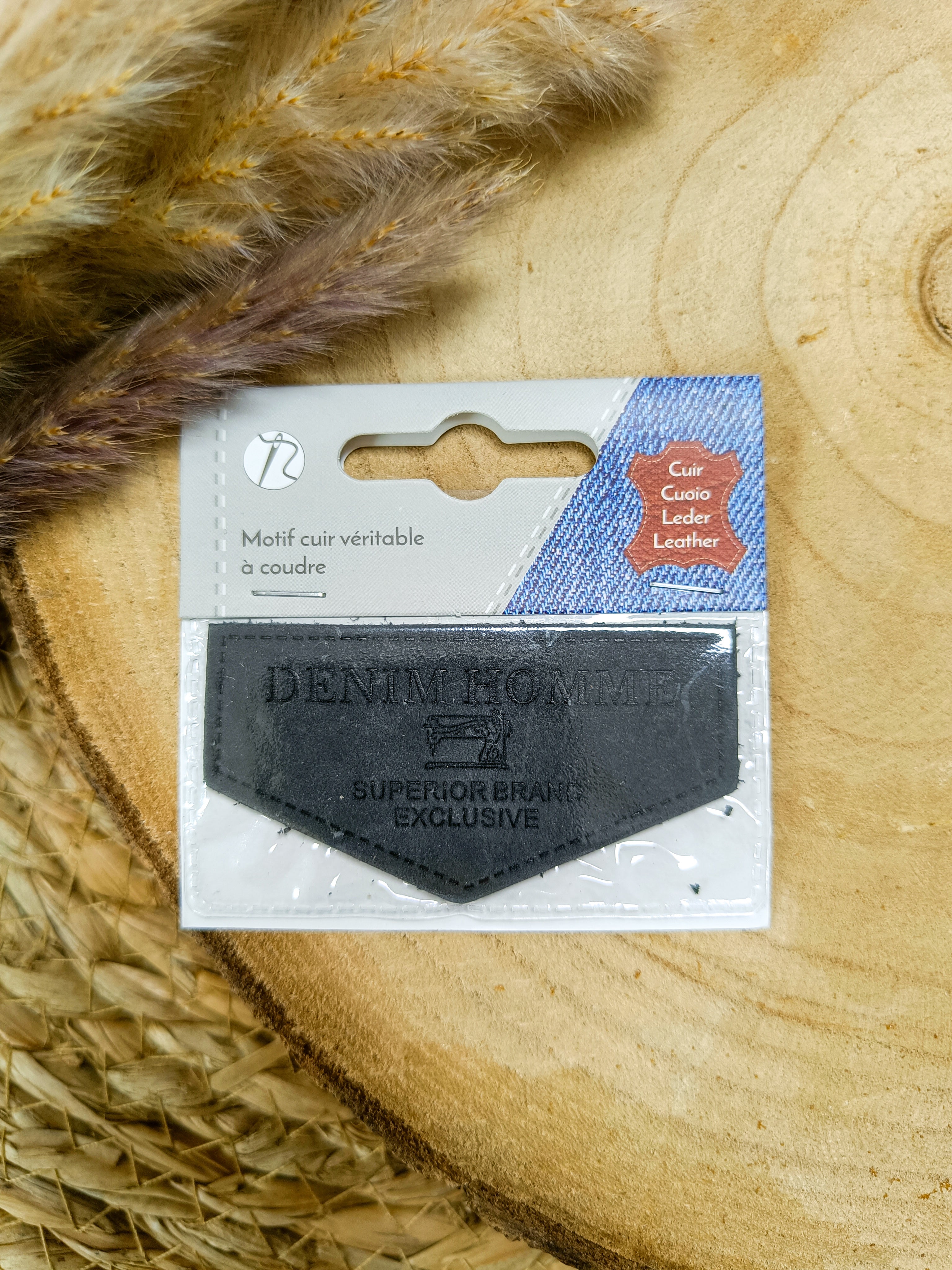 Ecussons denim en cuir véritable