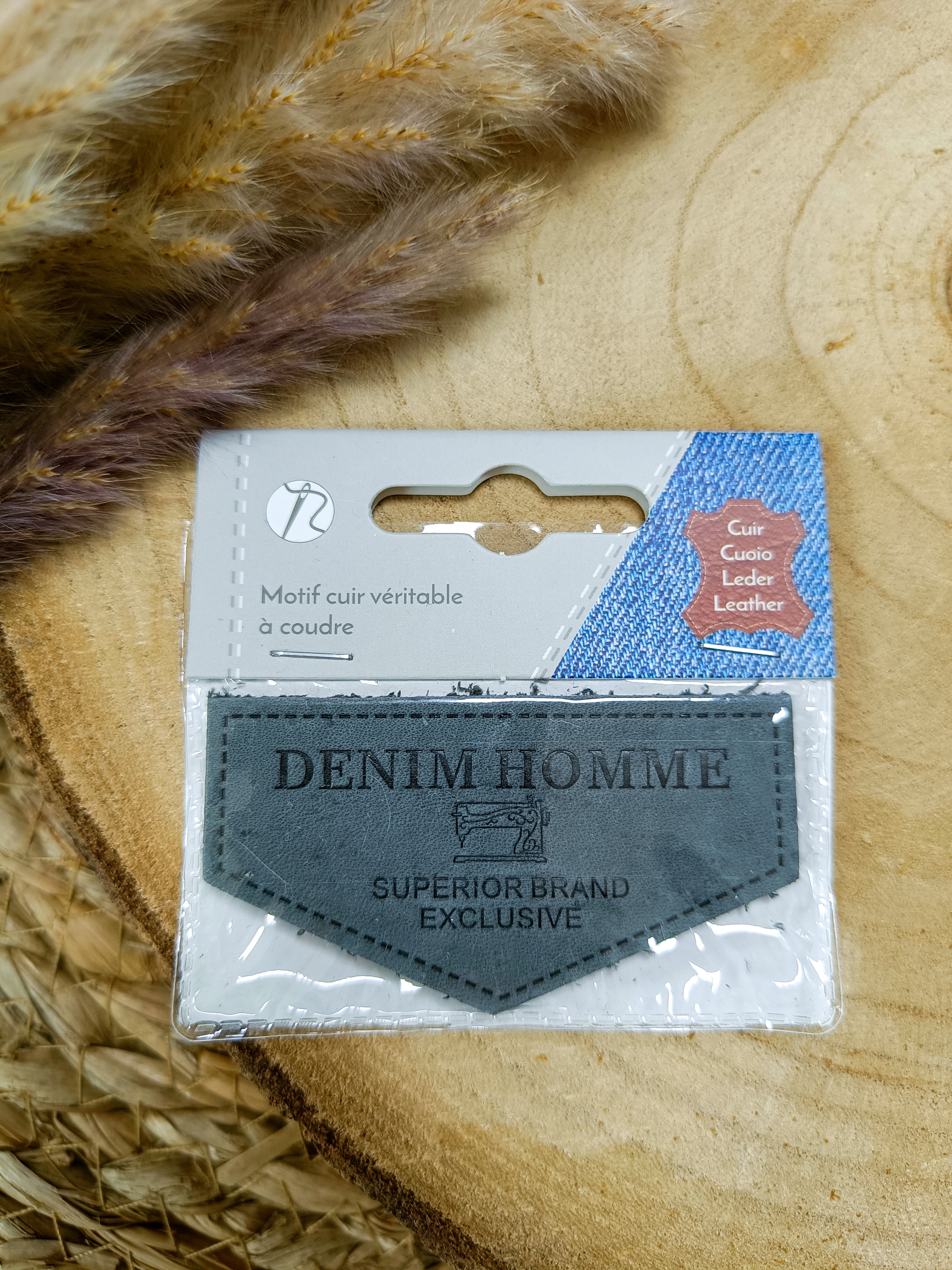 Ecussons denim en cuir véritable