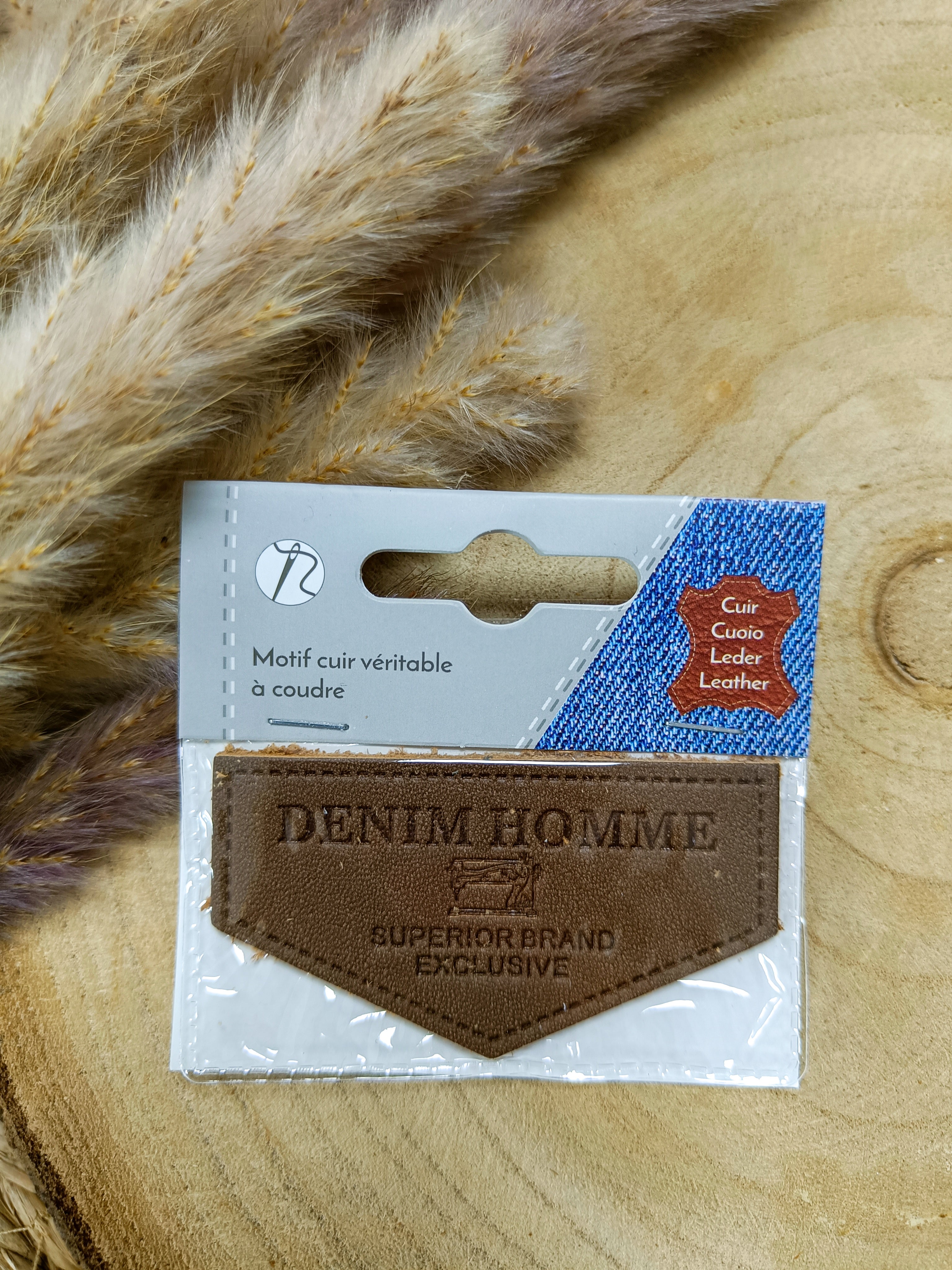 Ecussons denim en cuir véritable