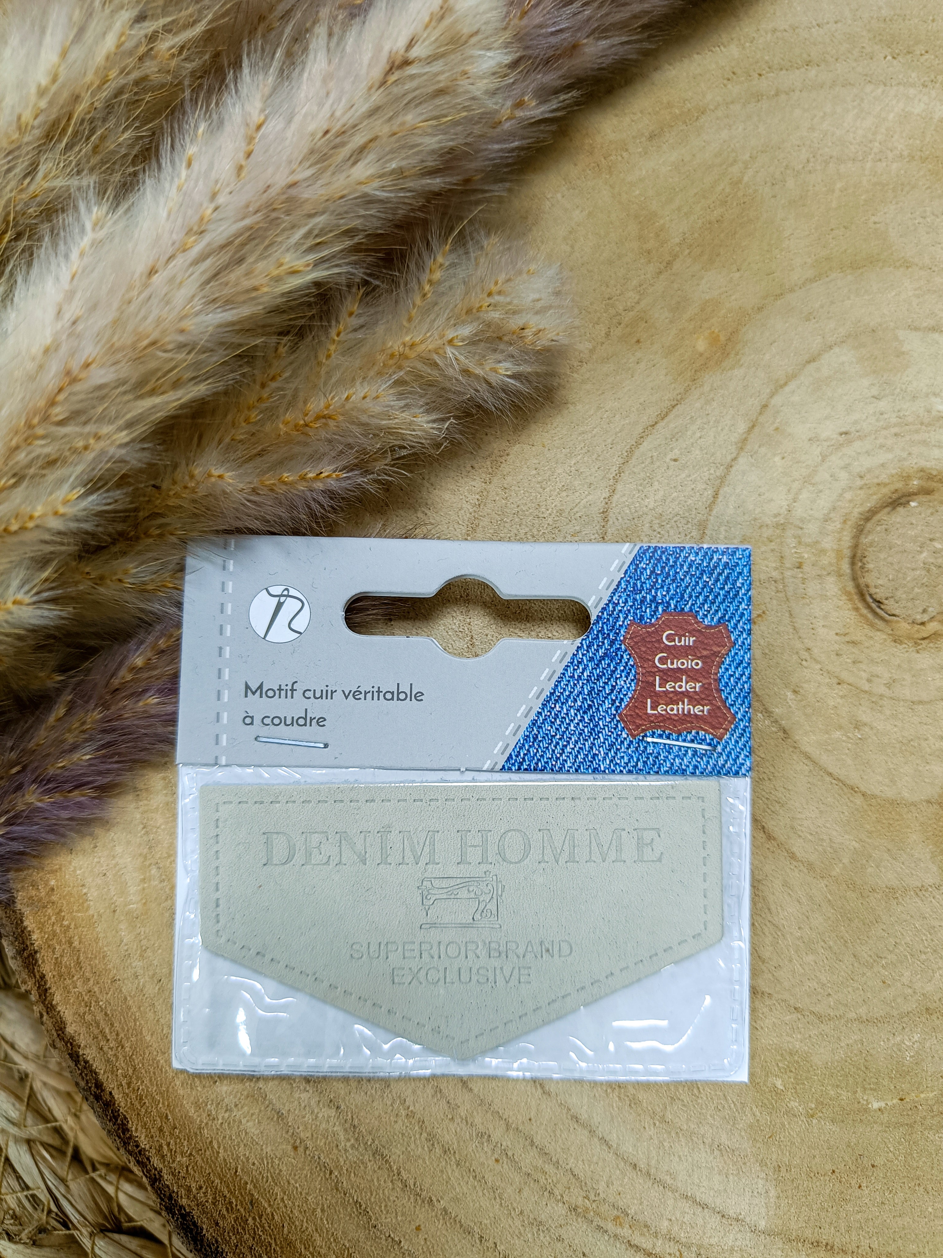 Ecussons denim en cuir véritable