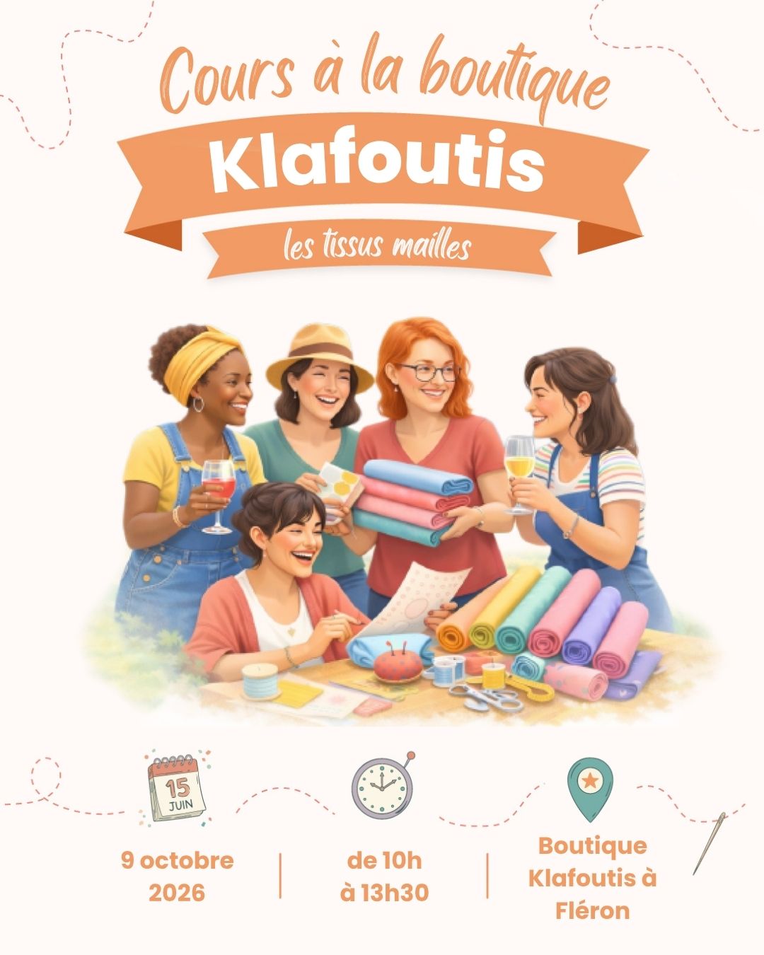 Cours à la boutique : devenir incollable sur les tissus mailles – 9 octobre 2026 (10h)