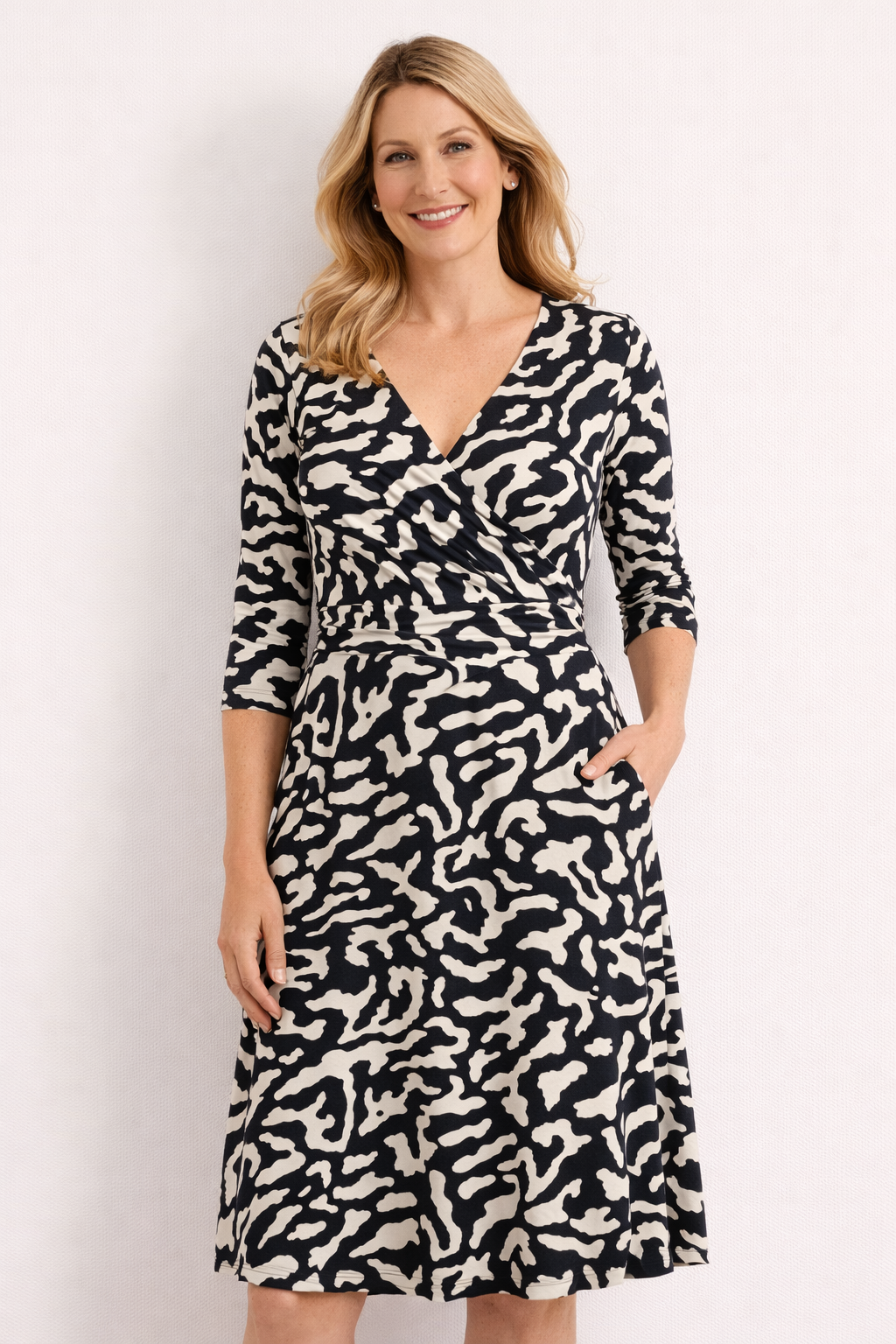 Jersey de viscose noir et crème - joli mélange