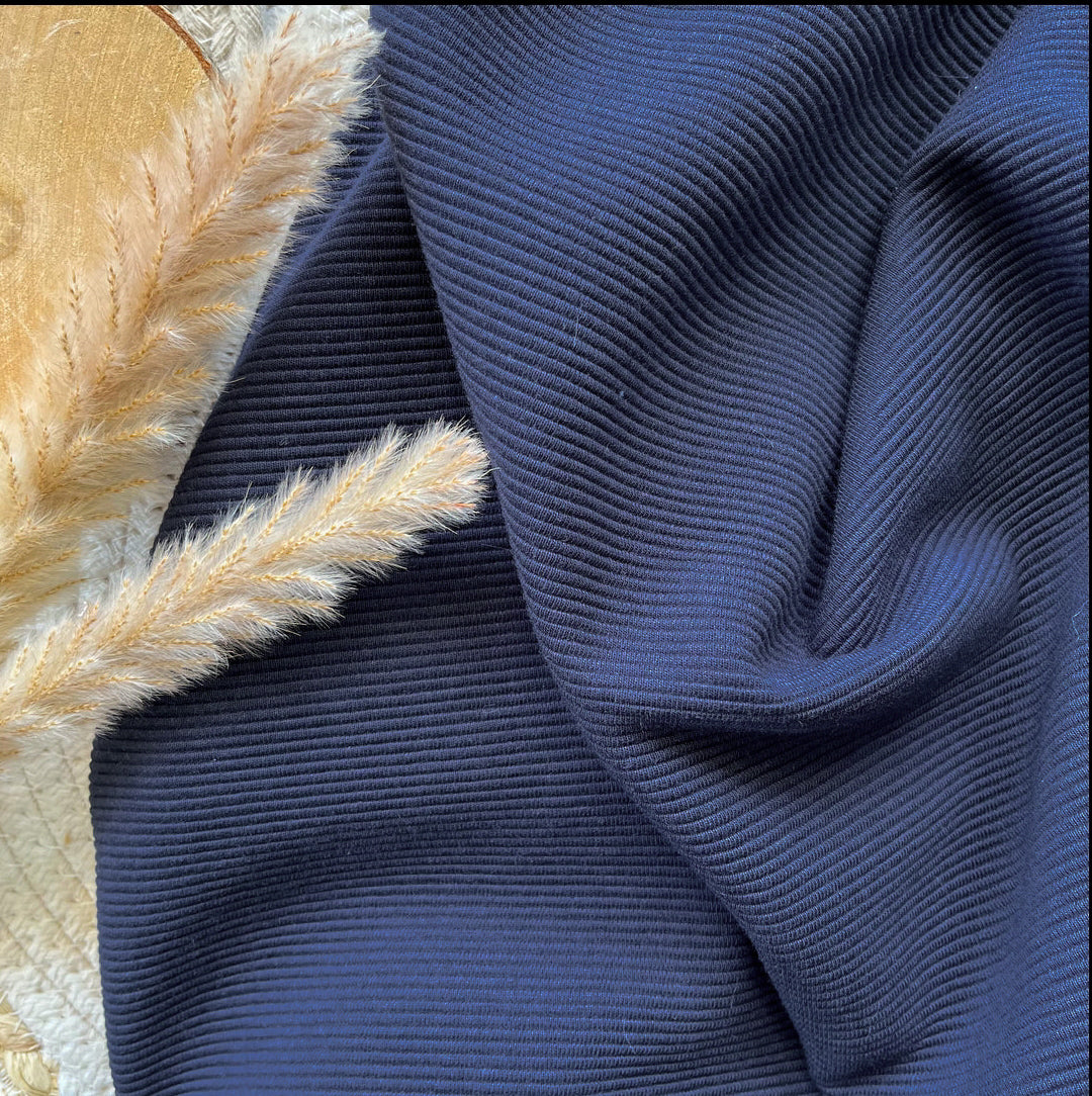 Jersey ottoman strié - bleu marine