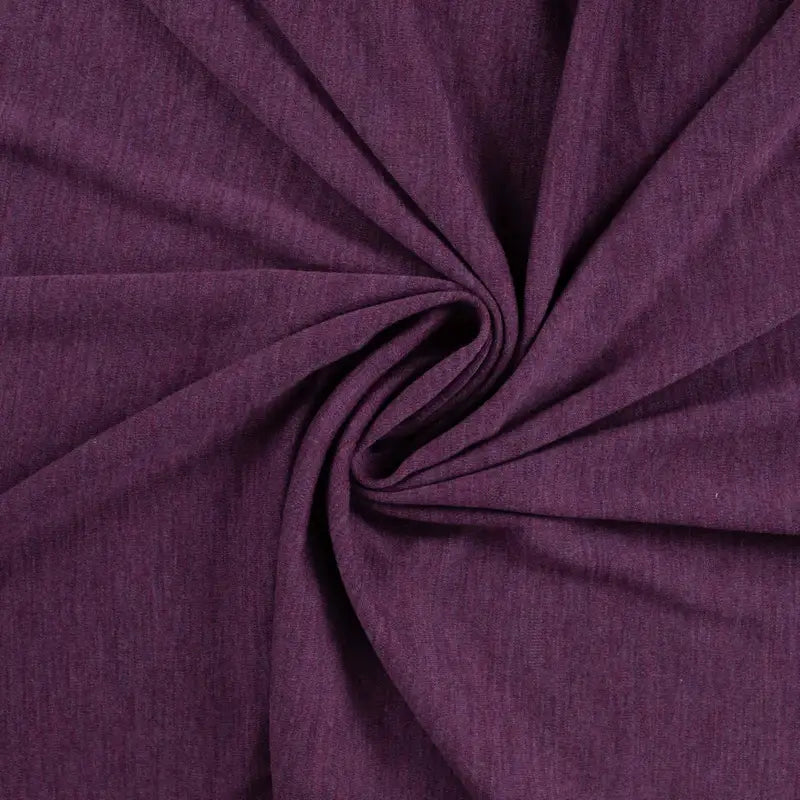 Jersey interlock 100% laine mérinos lie de vin chiné - TISSU D