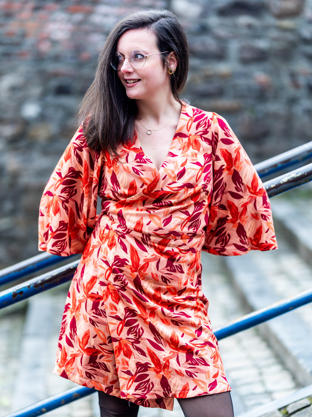 Robe Longue Maxi Taylor Neuve Avec étiquette - Imprimé Mandarine/marine/coquelicot - Taille 8