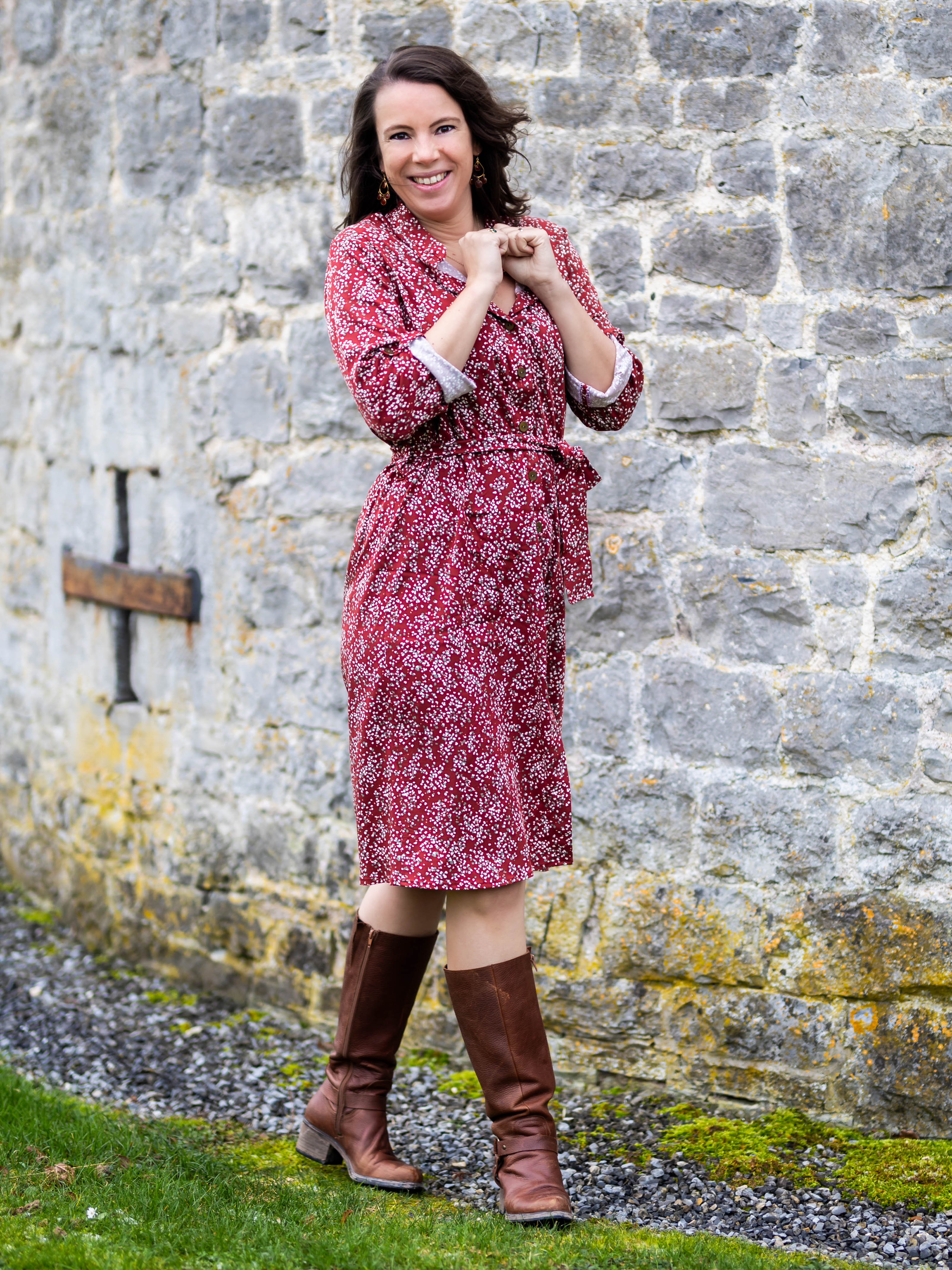 Twill de viscose Terracotta - Petits pois colorés