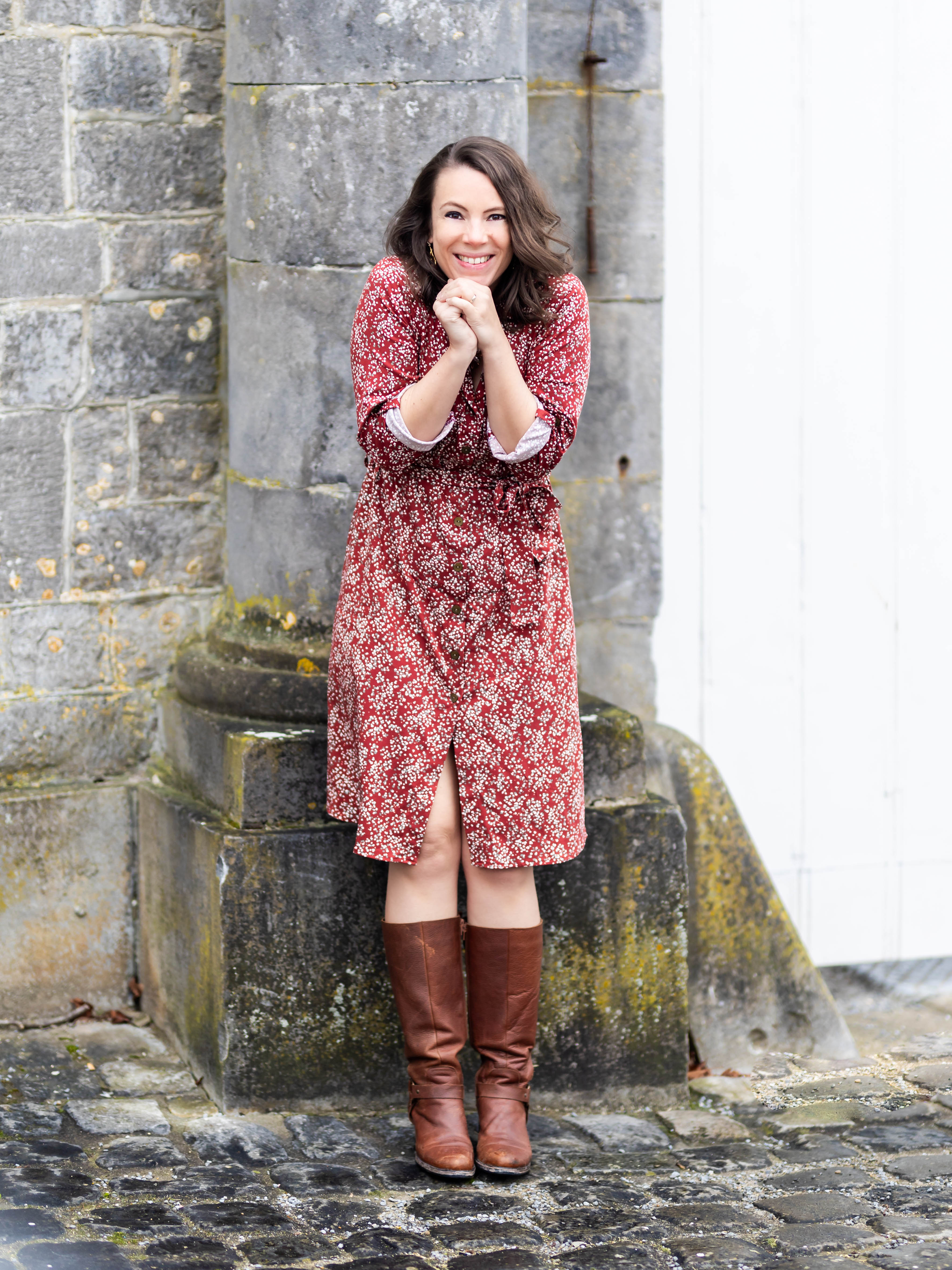 Twill de viscose Terracotta - Petits pois colorés