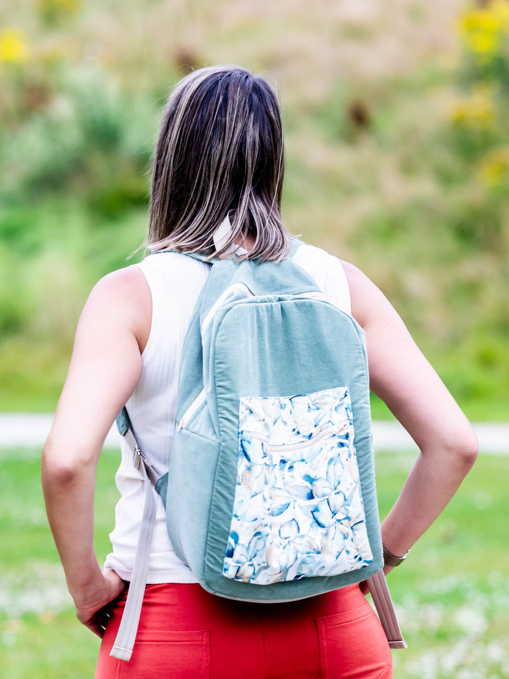 Confortable Femme Sac U00e0 Dos Bu00e9bu00e9 Fleurs Sauge Vert