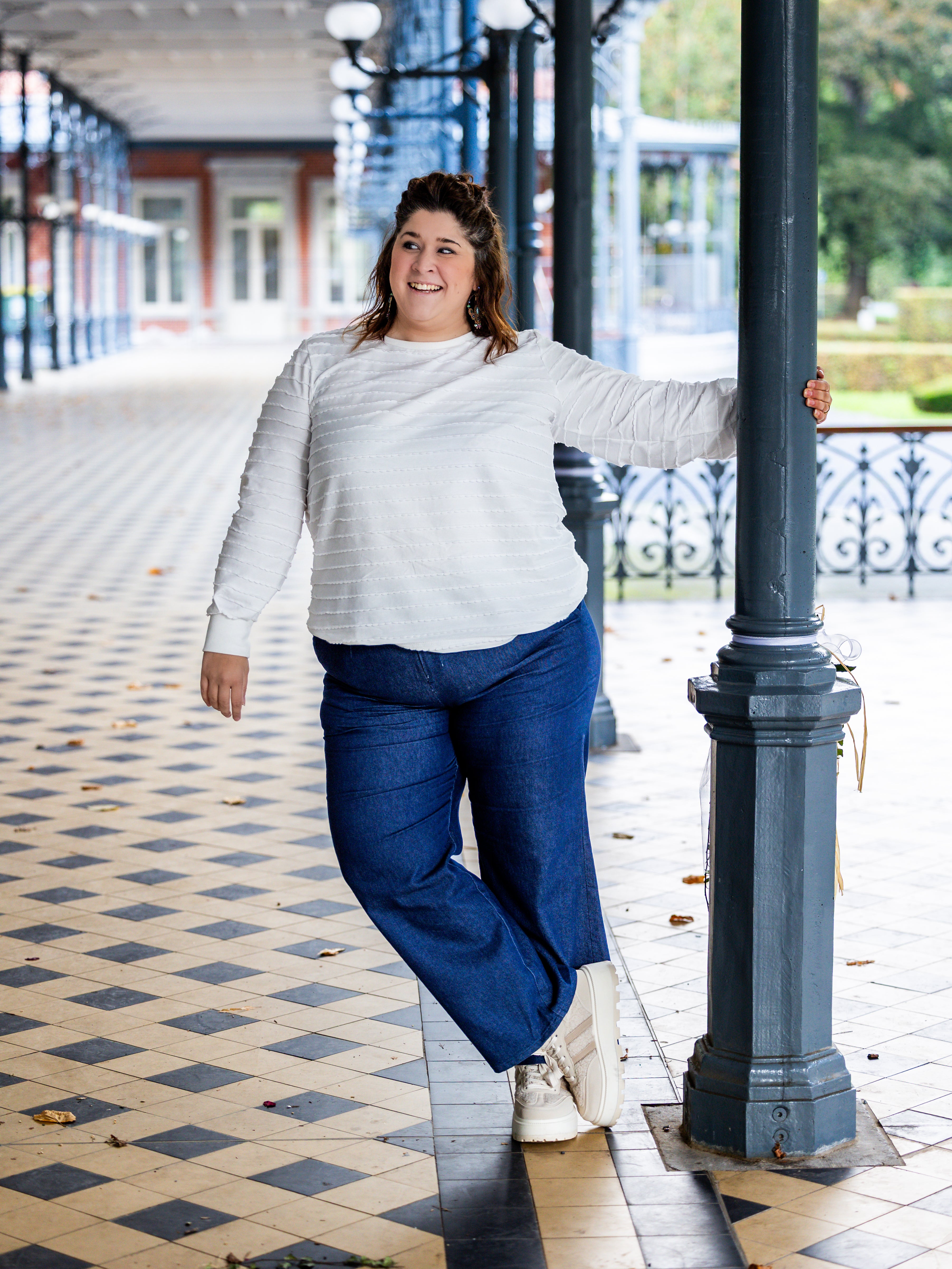 Jersey de coton festonné - Blanc