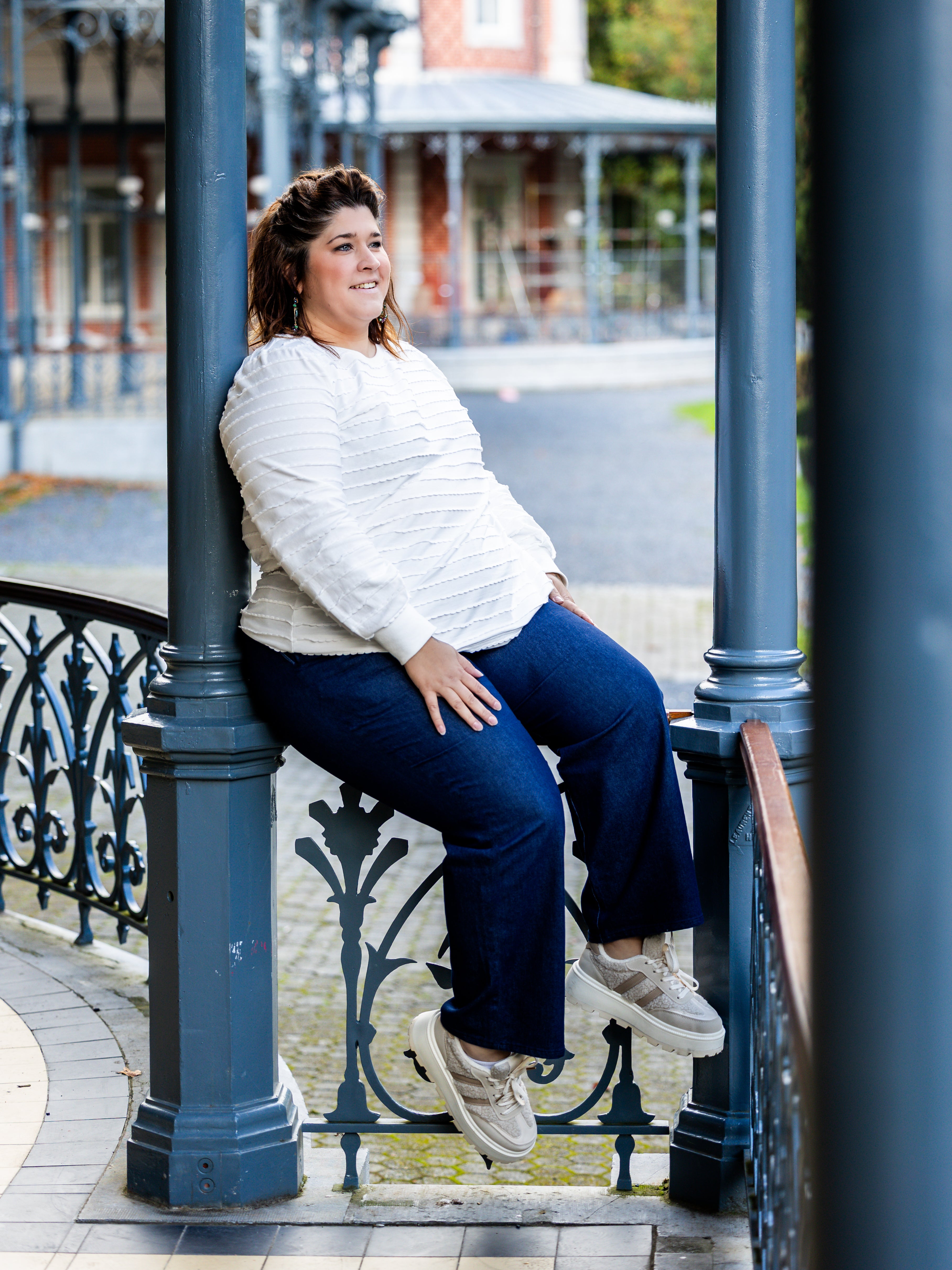 Jersey de coton festonné - Blanc