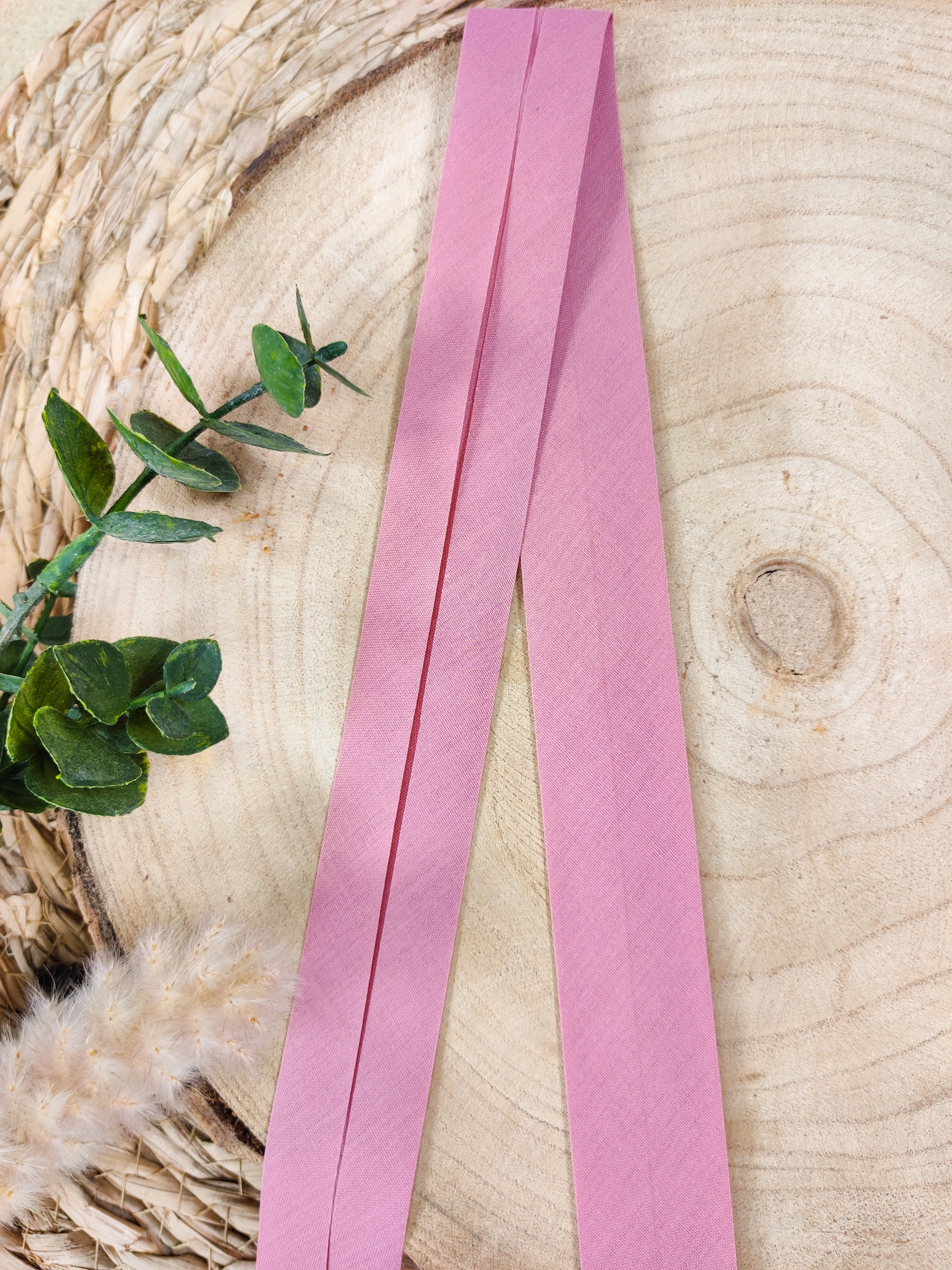 Biais pré-plié 27 mm - Vieux rose