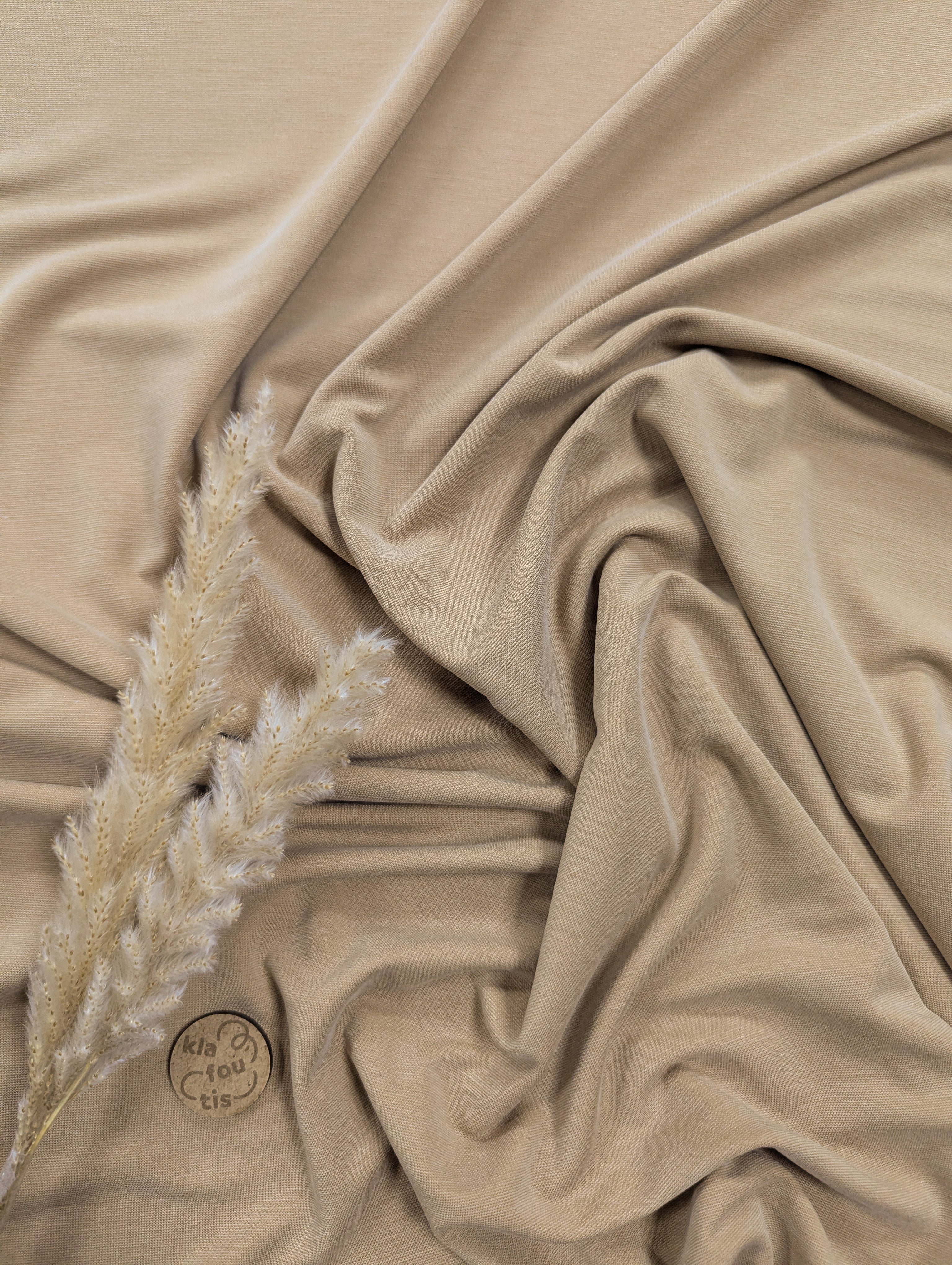 Jersey interlock de viscose - camel