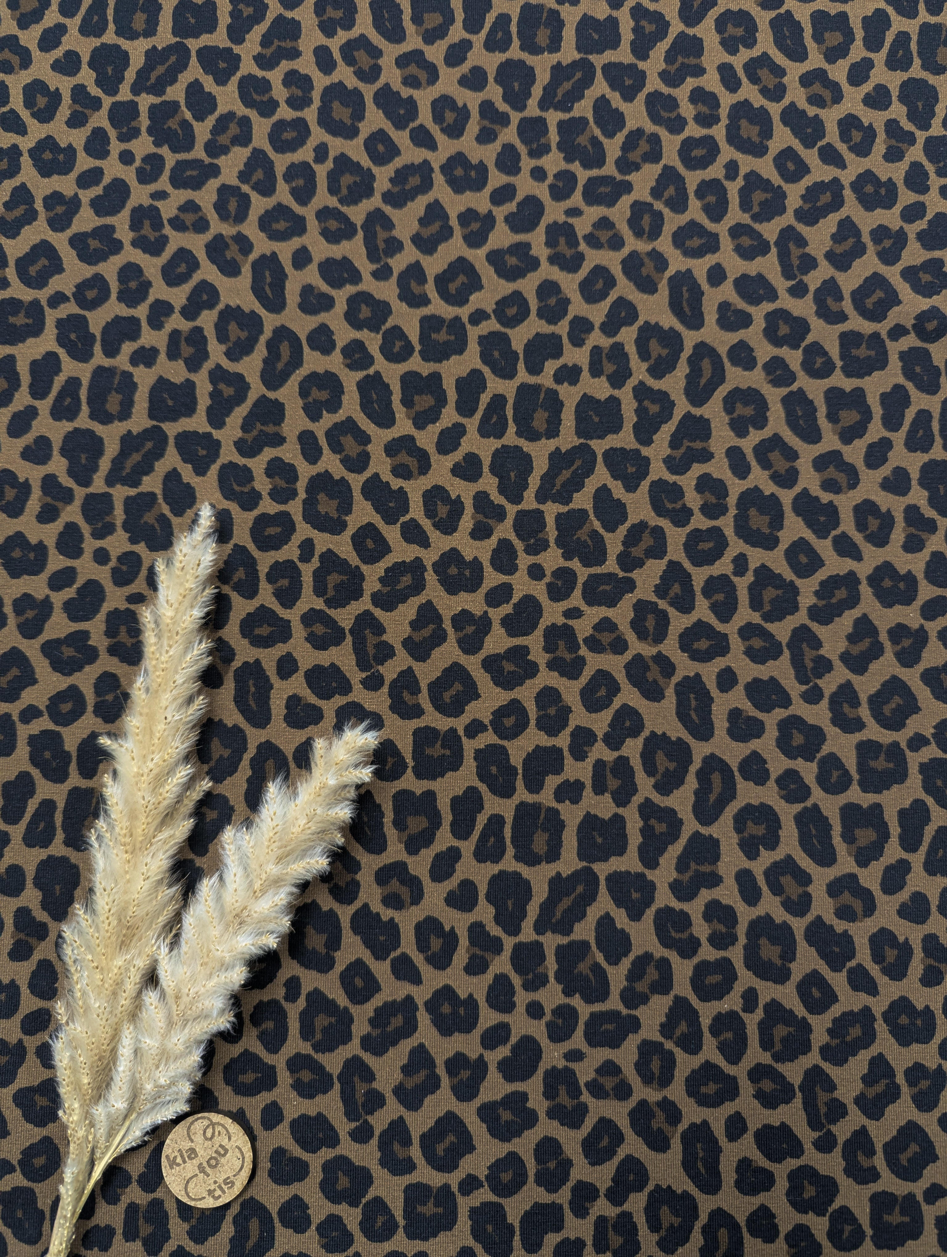 Jersey de coton marron - Léopard élégant