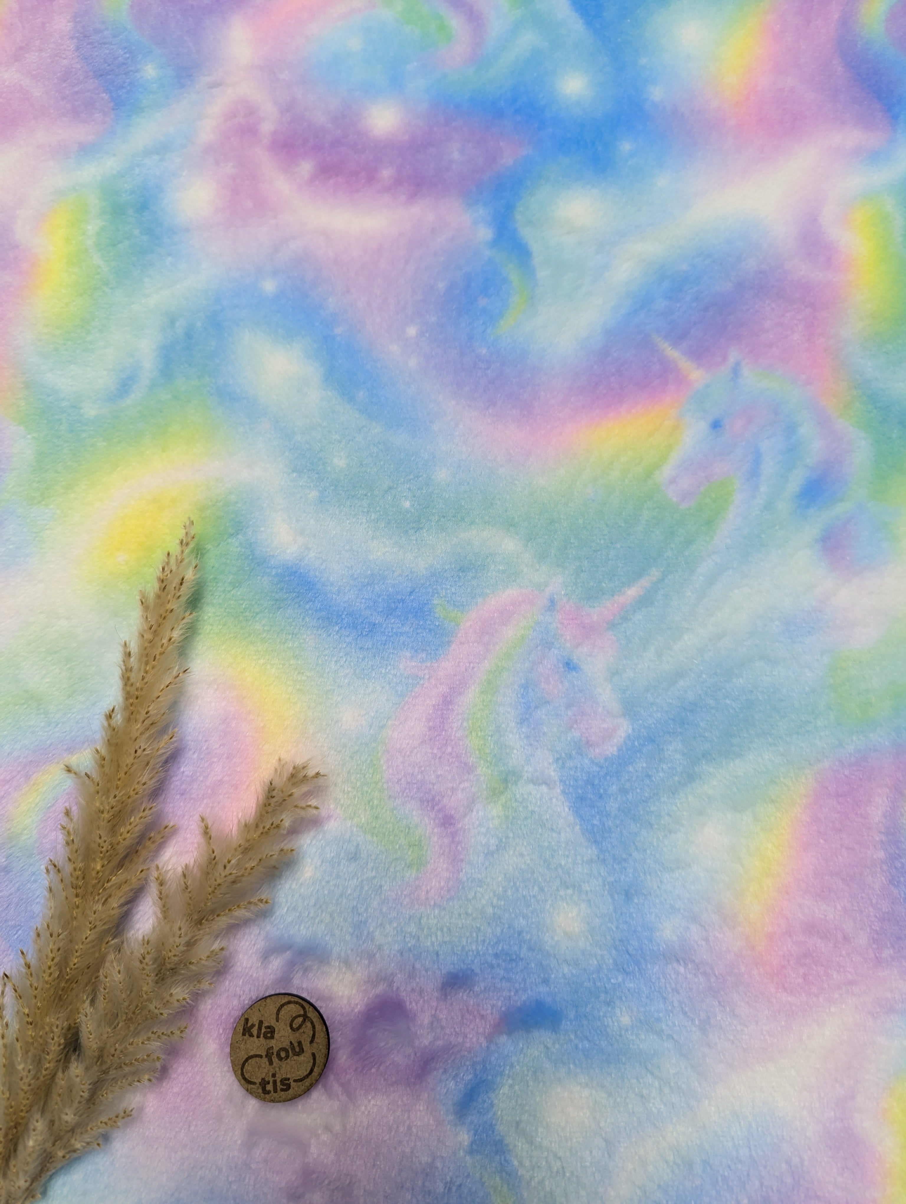 Tissu doudou double face - effet licorne