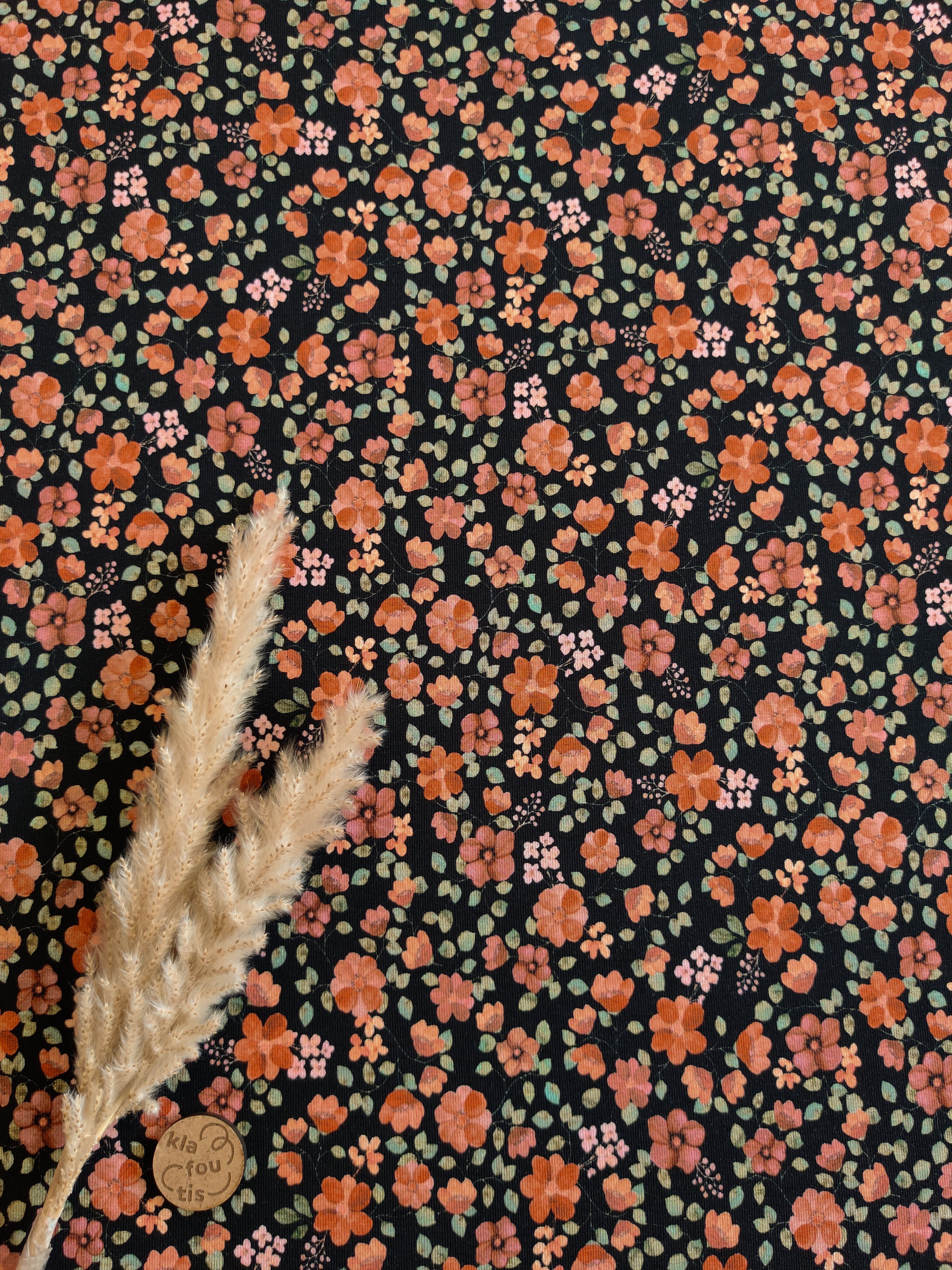 Jersey de coton BIO noir - Poésie d’été