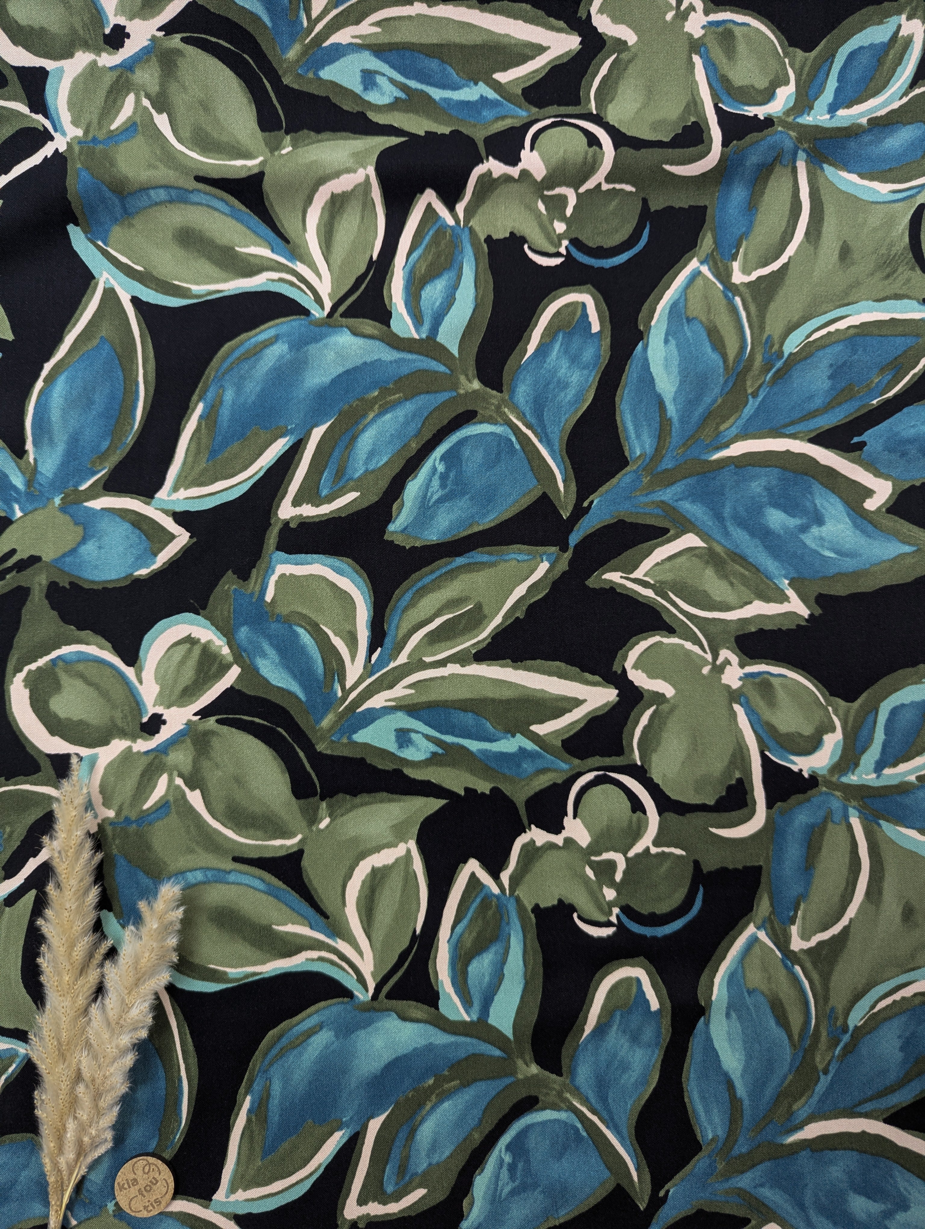 Twill de viscose vert - inspiration automnale