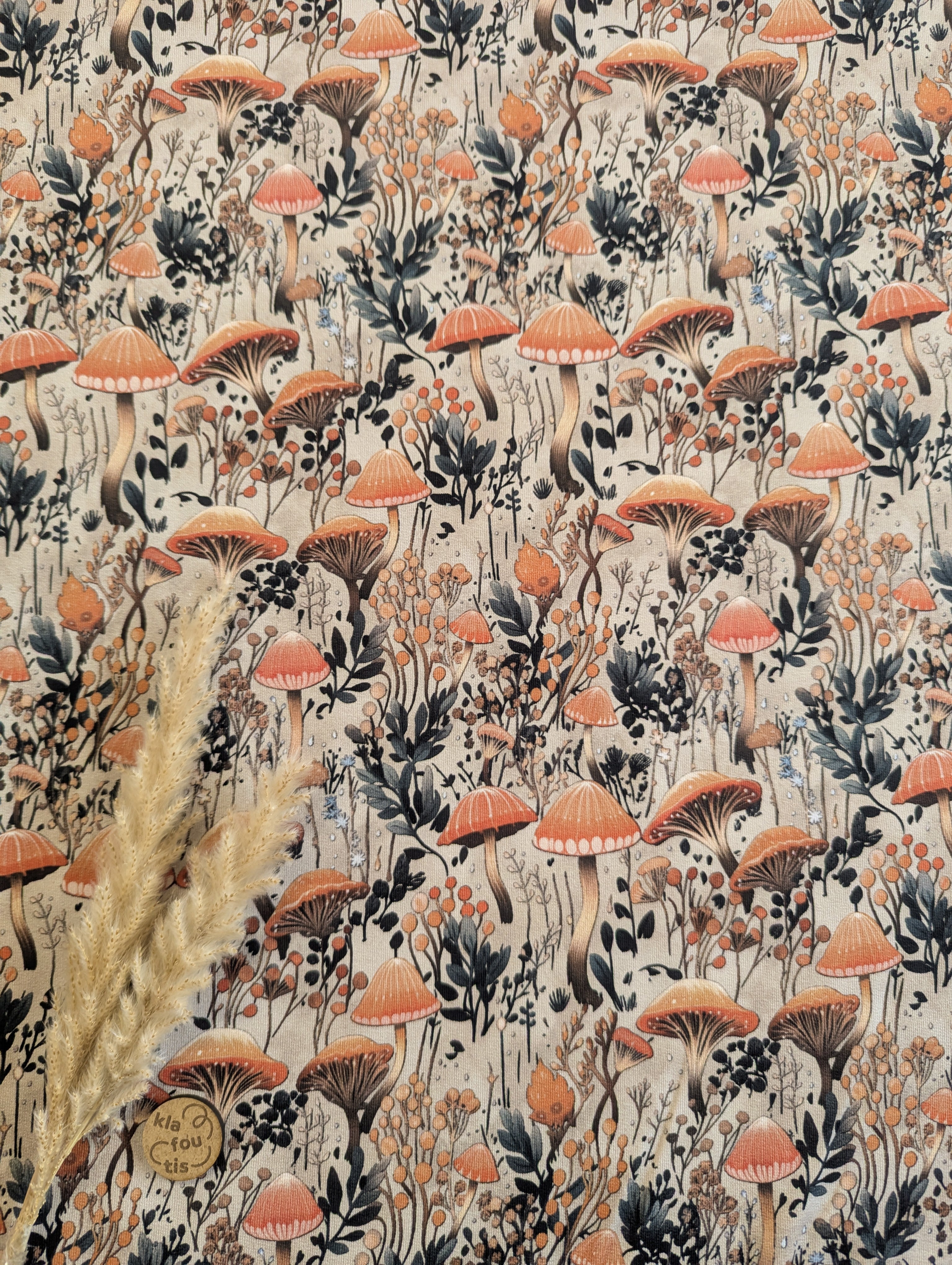 French Terry sable - champignons d