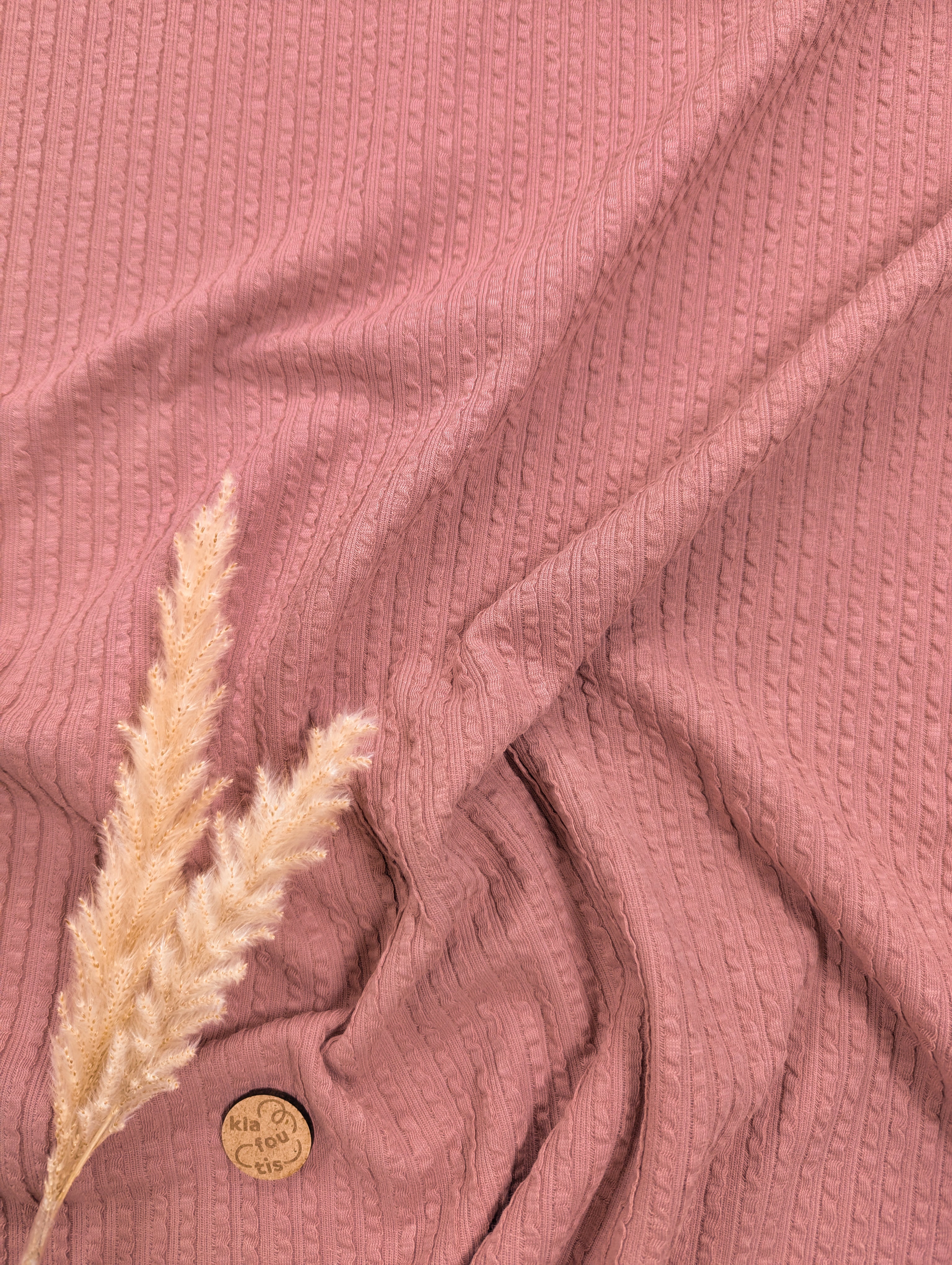 Jersey de coton effet seersucker - rose corail