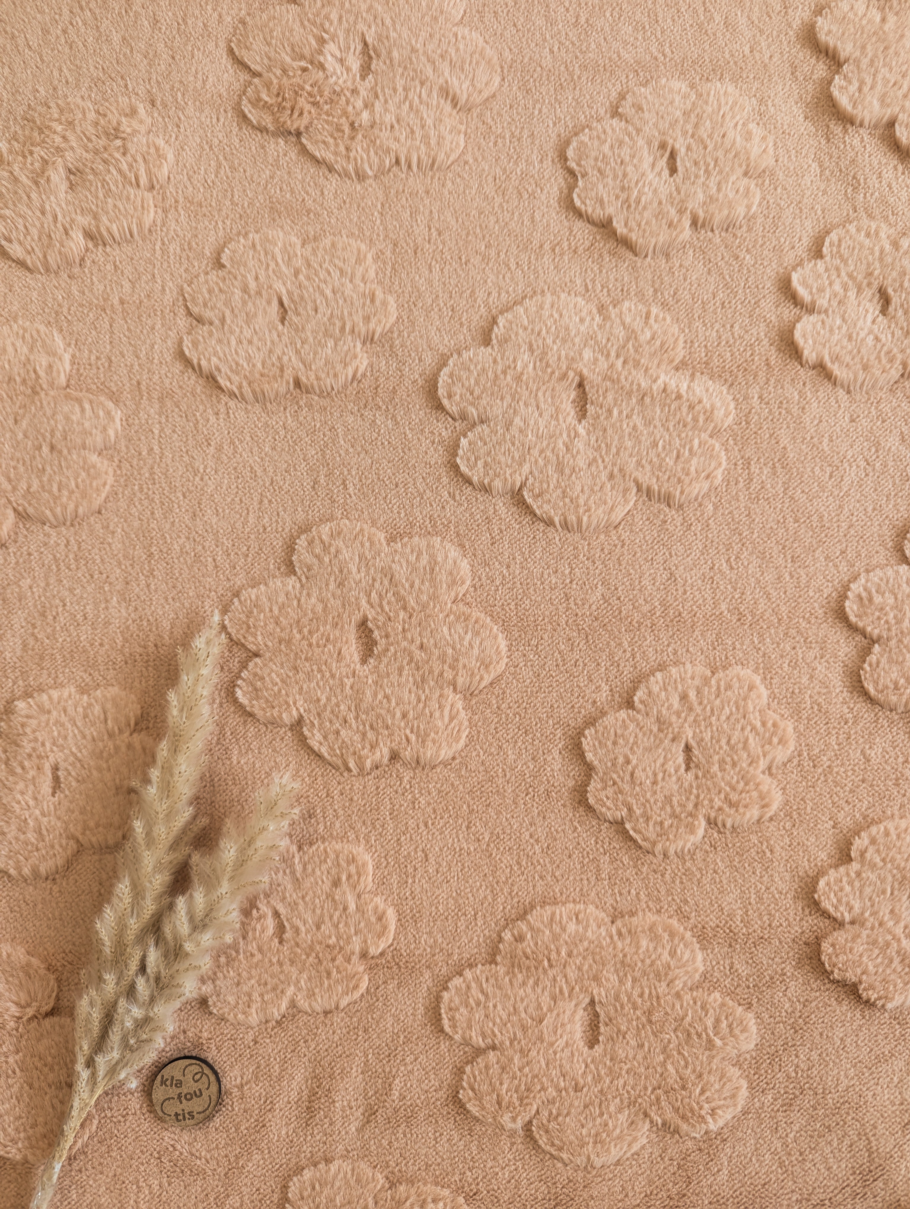 Fausse fourrure fleurs hyper douce - abricot